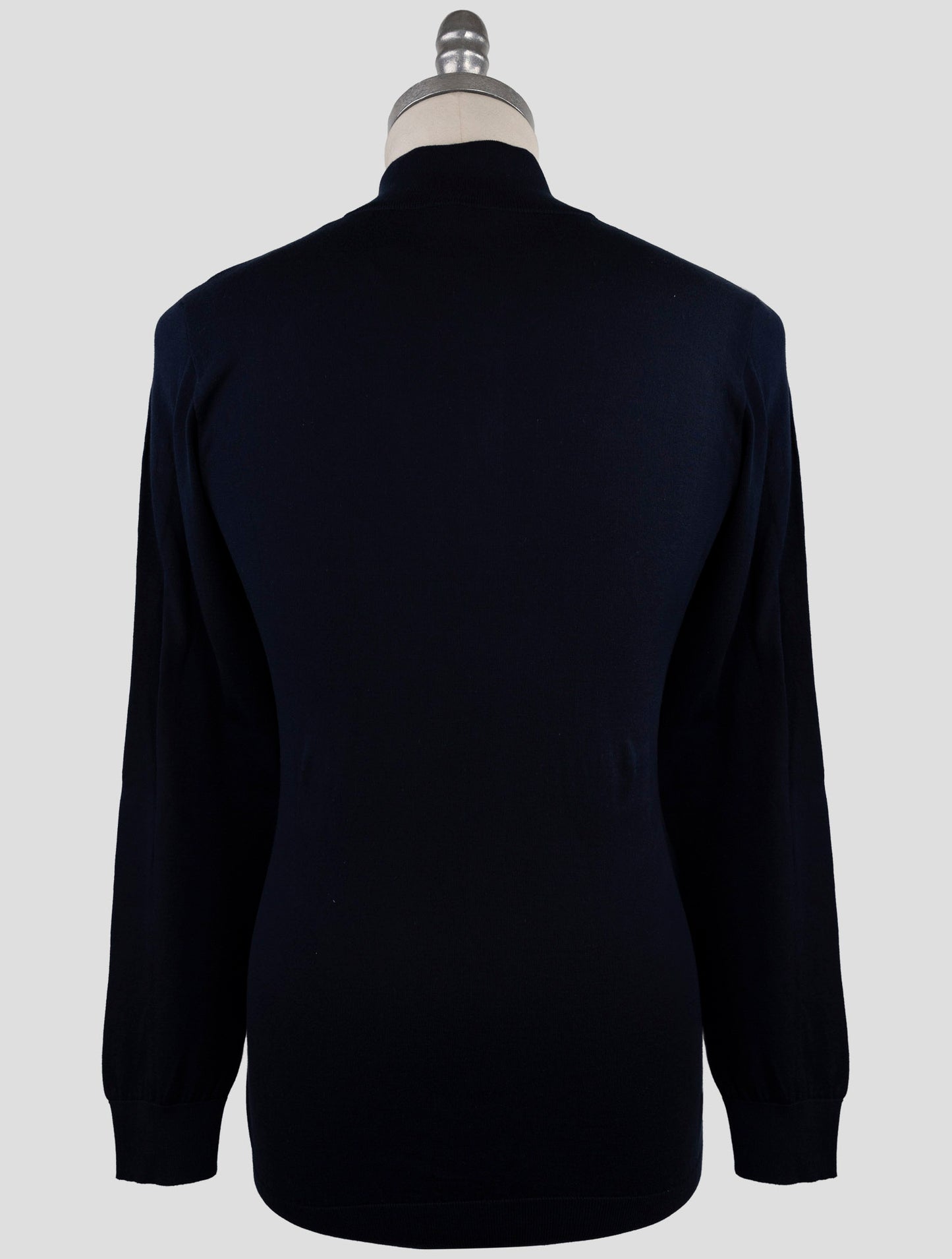 Kiton Blue Cotton Sweater Half Zip