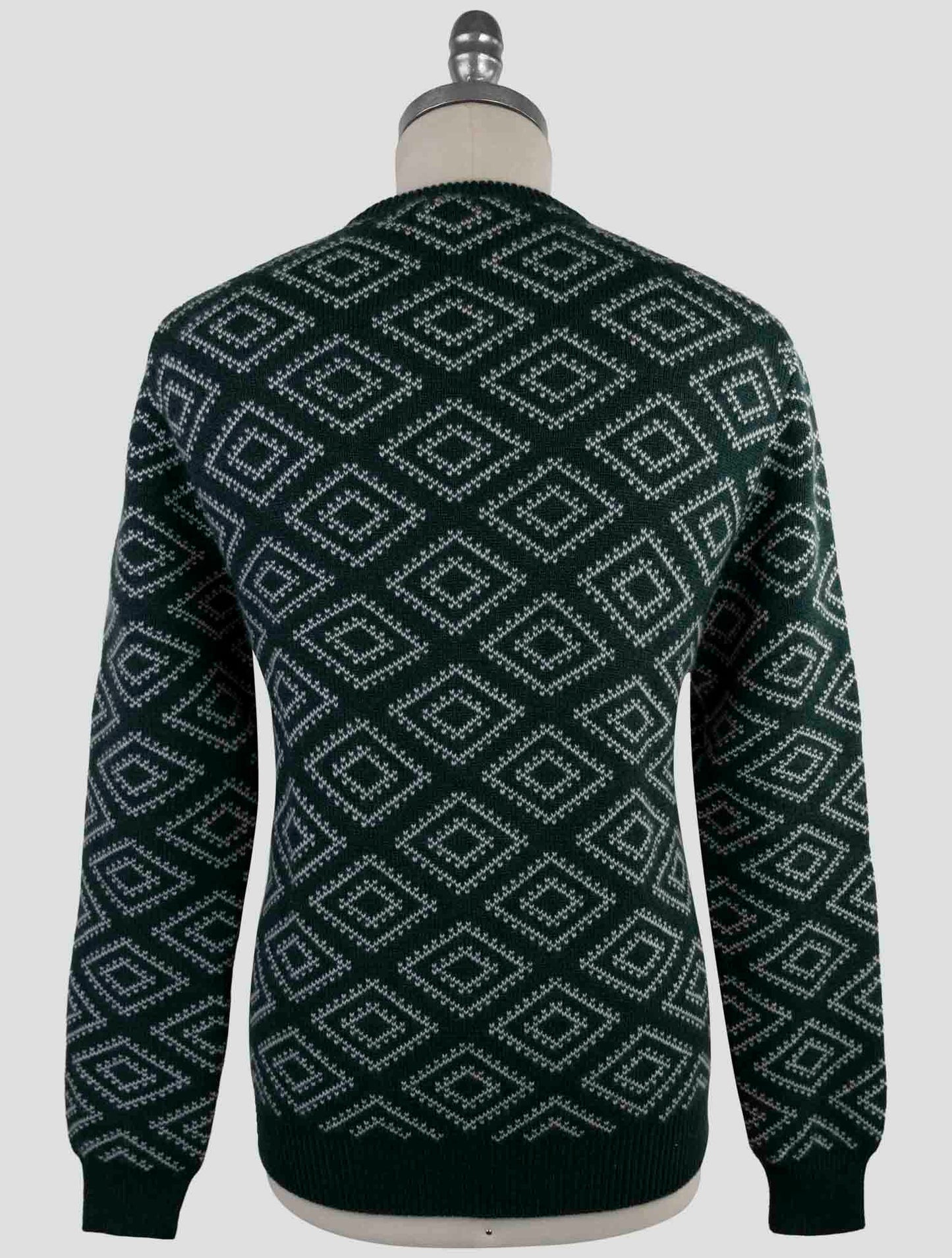 Kiton Green White Cashmere Sweater Crewneck