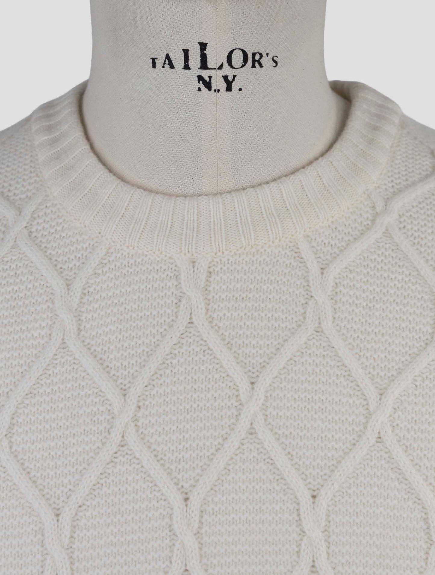 Kiton White Wool Sweater Crewneck