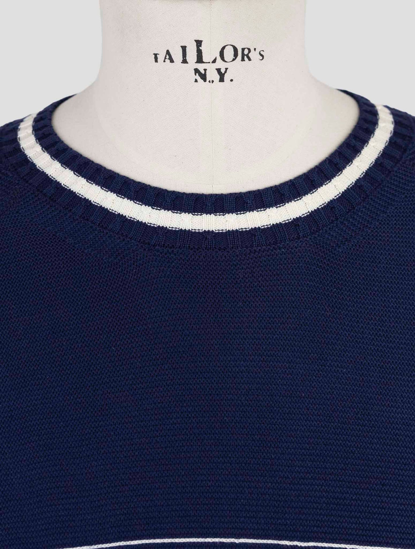 Kiton Blue Cotton Sweater Crewneck