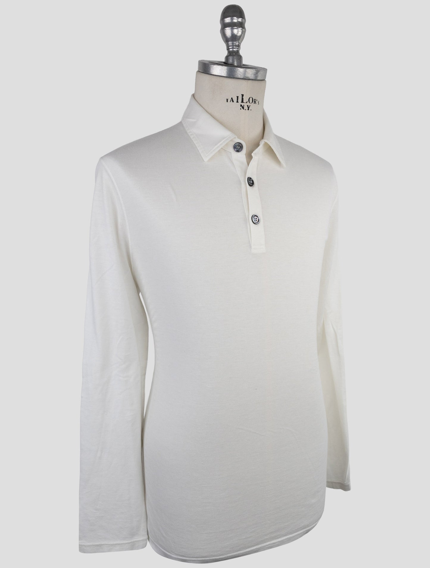 Kiton White Cotton Cashemere Sweater Polo