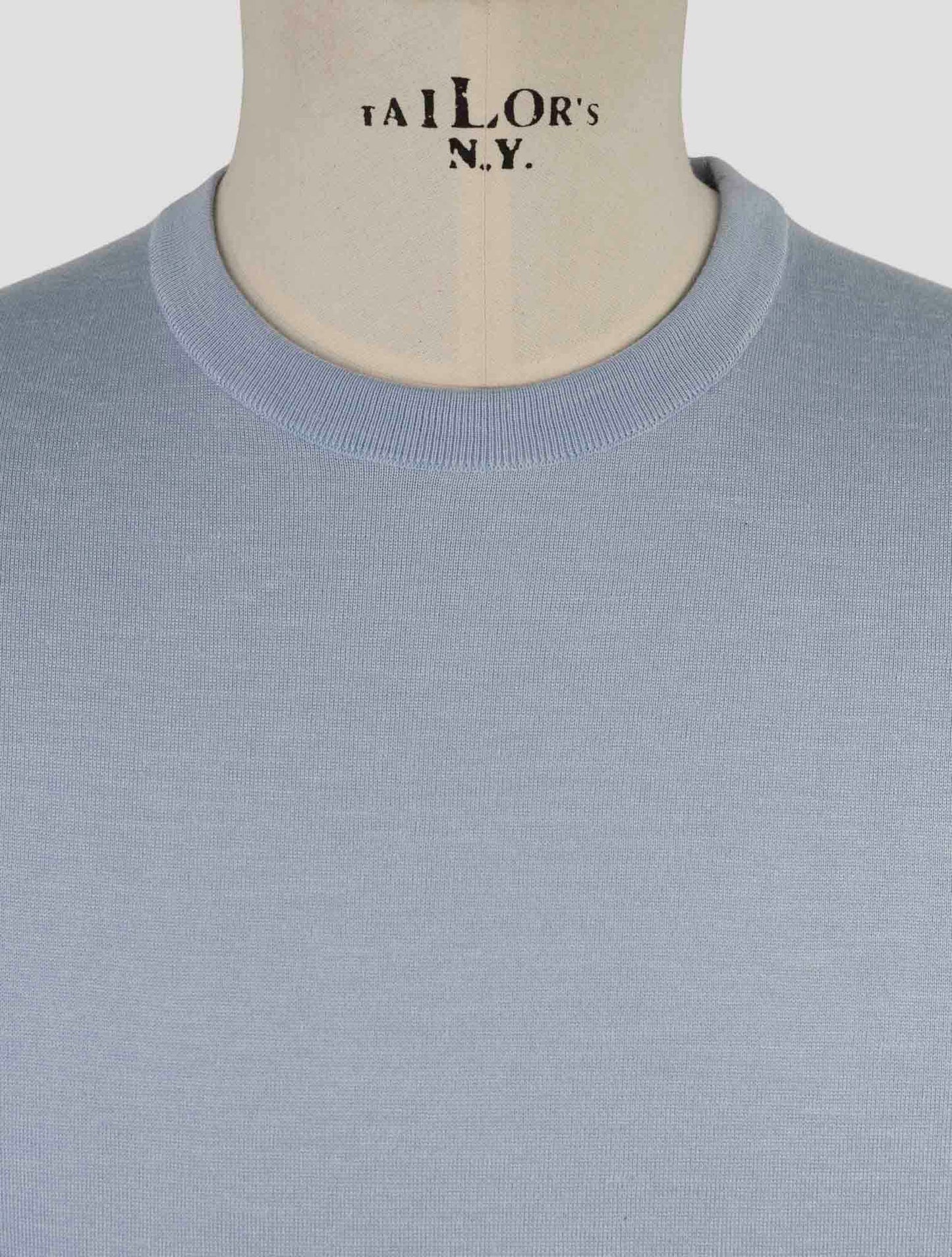 Kiton Light Blue Silk Cashmere Linen Sweater Crewneck