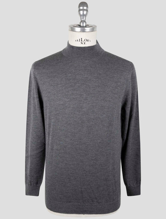 Kiton Gray Cashmere Silk Sweater Half Neck