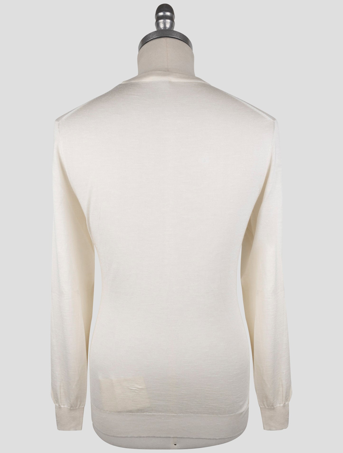 Kiton White Silk Cashmere Linen Sweater Crewneck