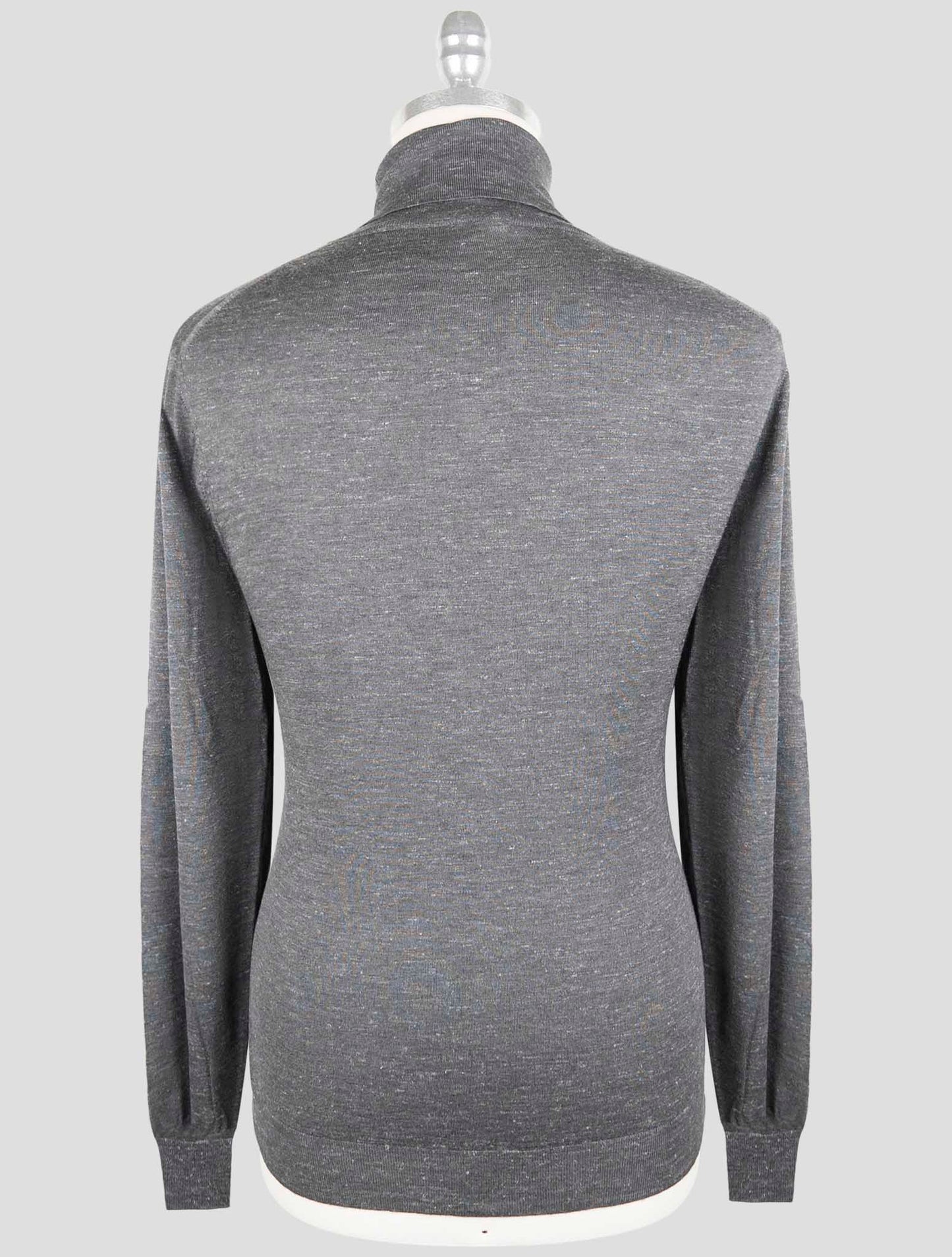 Kiton Gray Silk Cashmere Linen Sweater Turtleneck