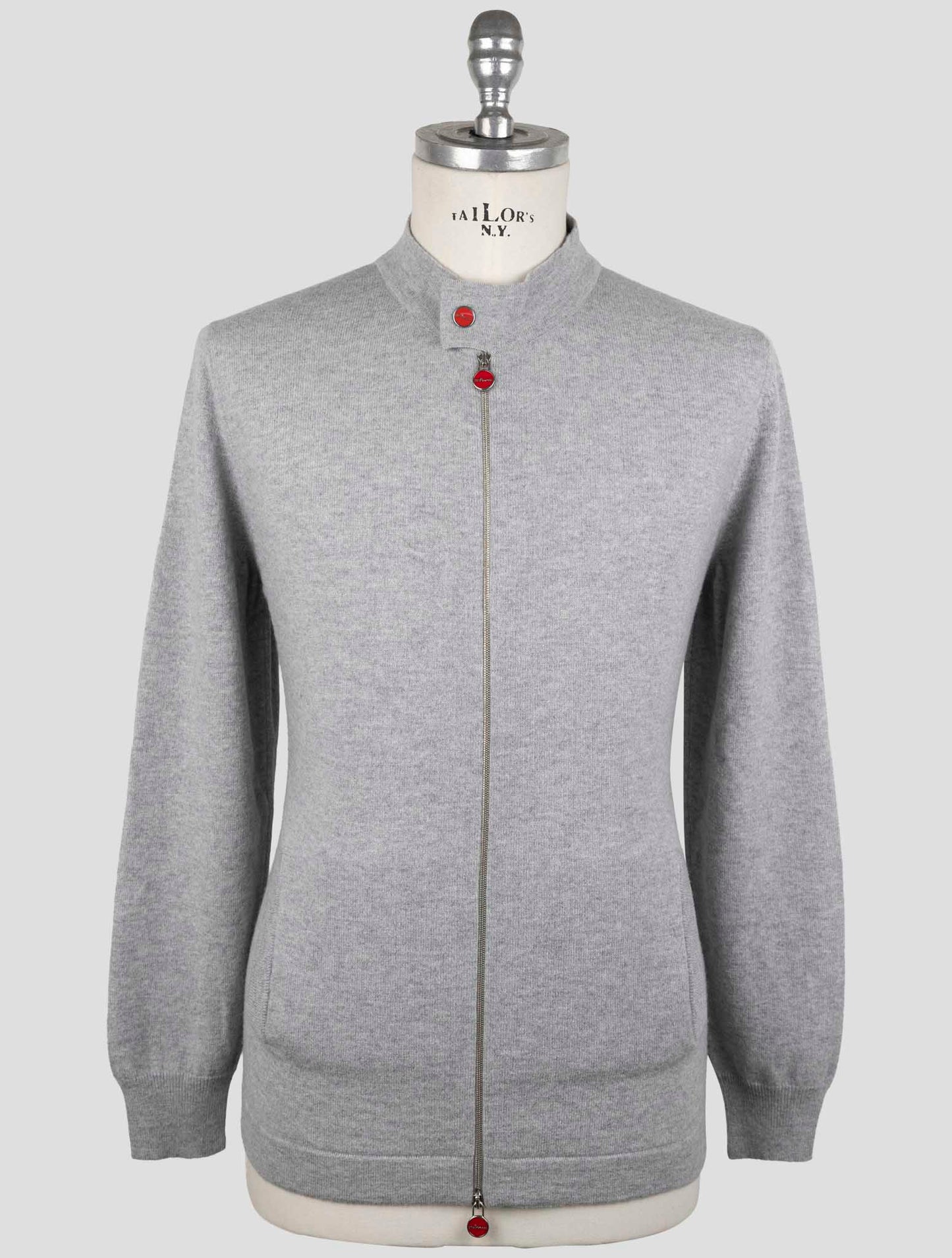 Kiton Gray Cashmere Sweater Full Zip