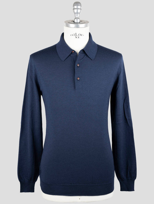 Kiton Blue Cashmere Silk Sweater Polo