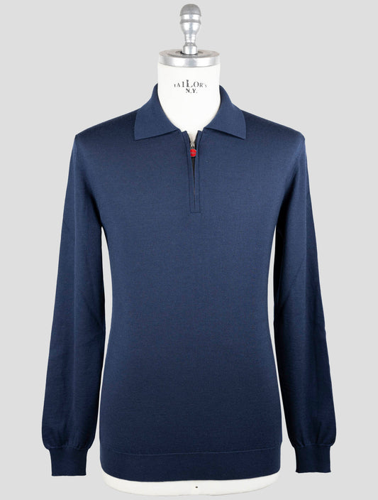 Kiton Blue Cashmere Silk Sweater Polo