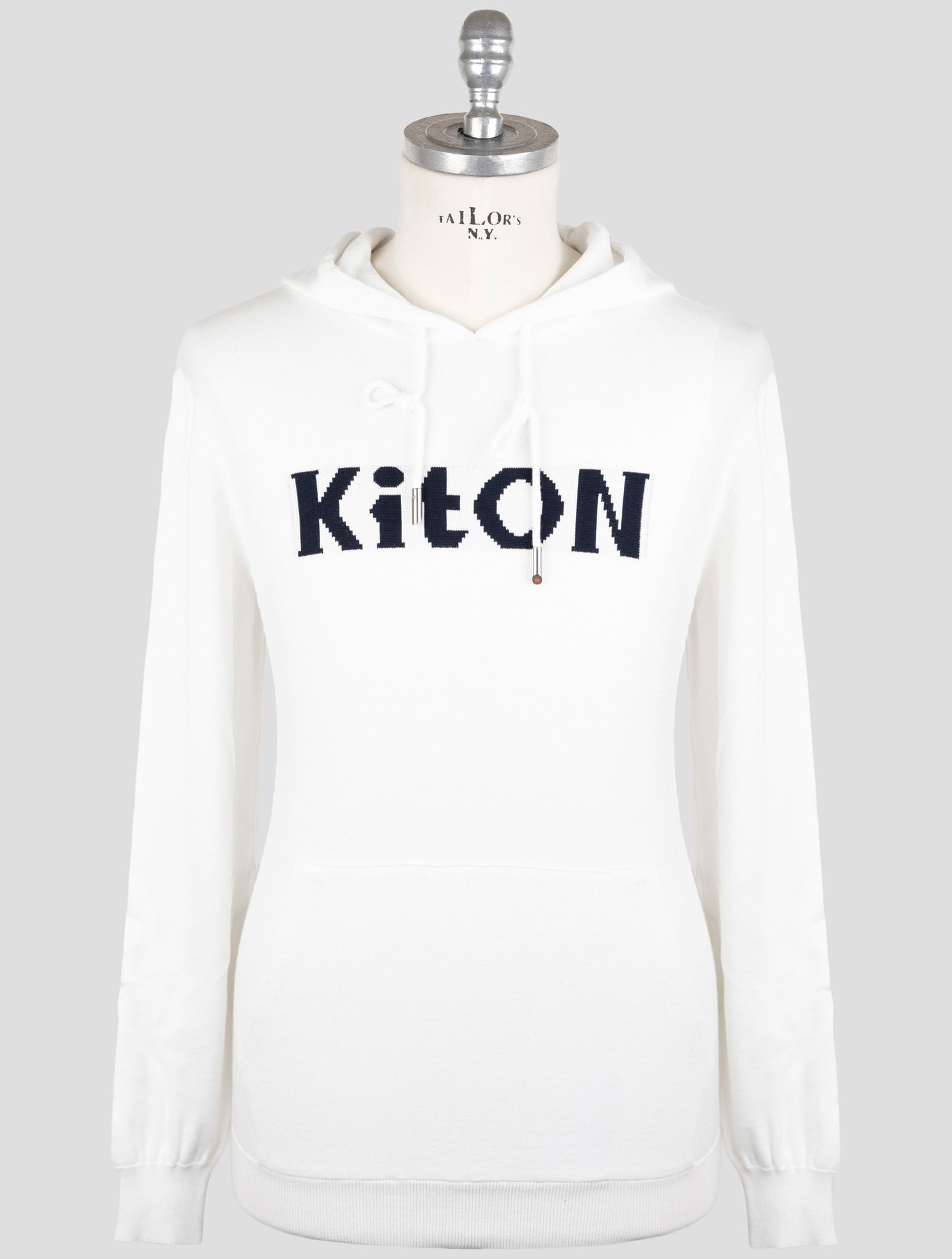 Kiton White Cotton Sweater Hoodie