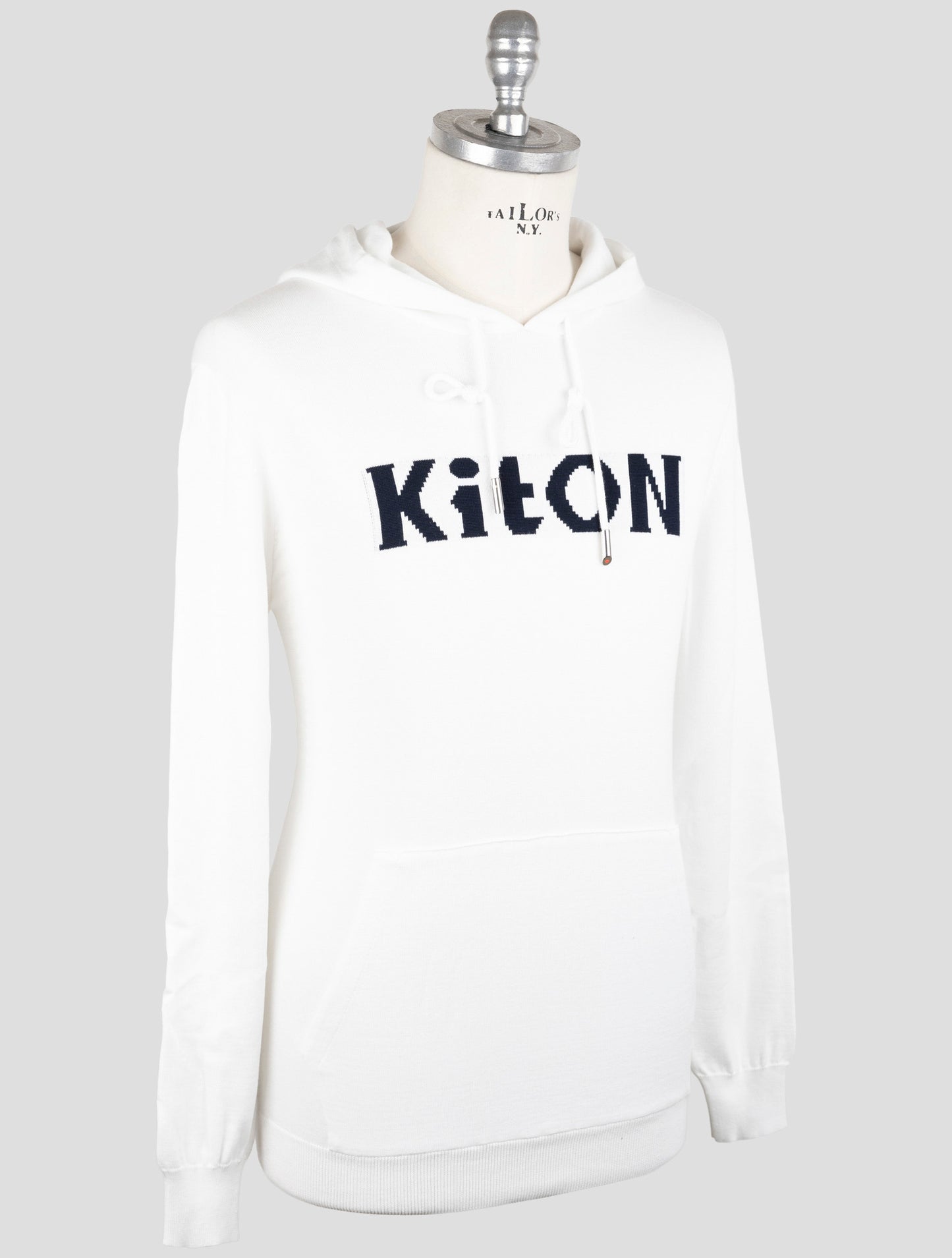 Kiton White Cotton Sweater Hoodie