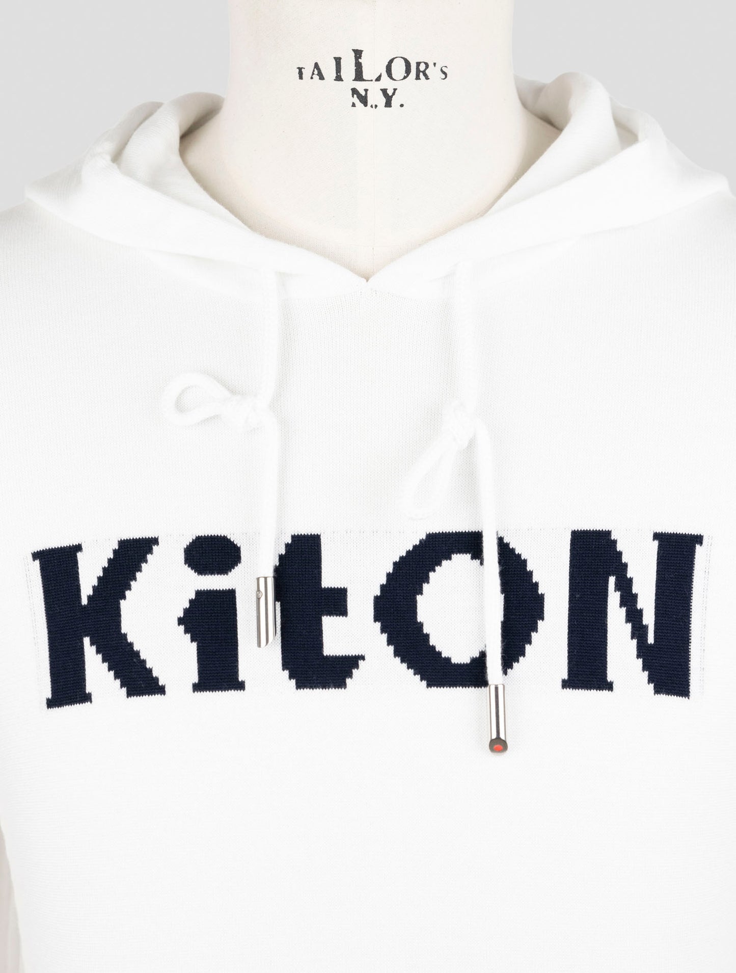 Kiton White Cotton Sweater Hoodie