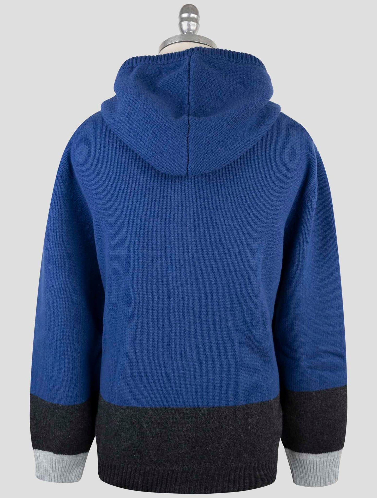 Kiton Blue Gray Wool Sweater Full Zip Hoodie