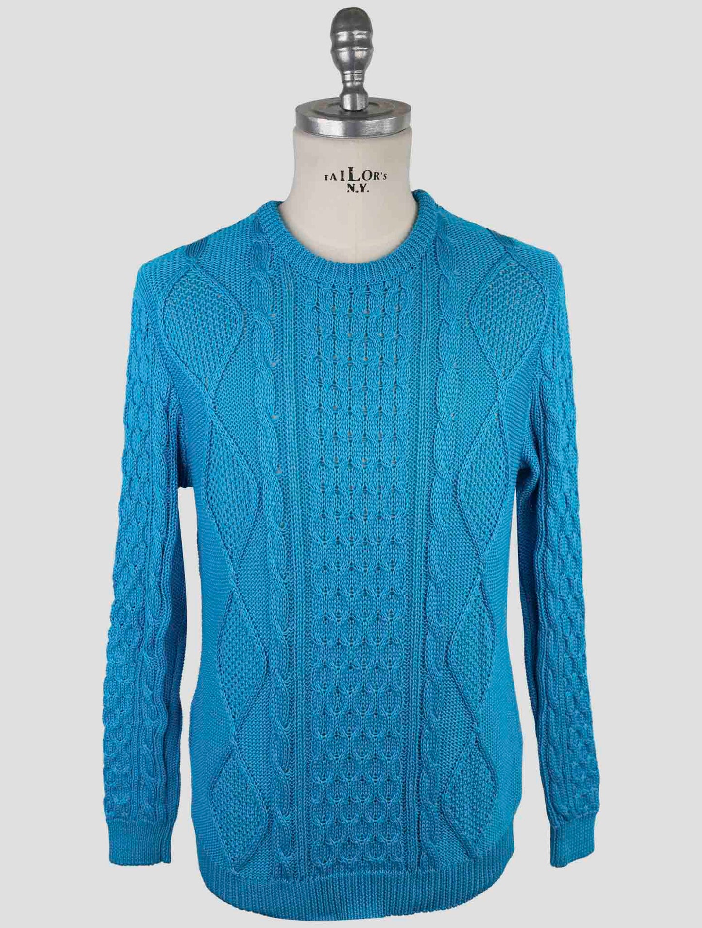Kiton Light Blue Cotton Sweater Crewneck