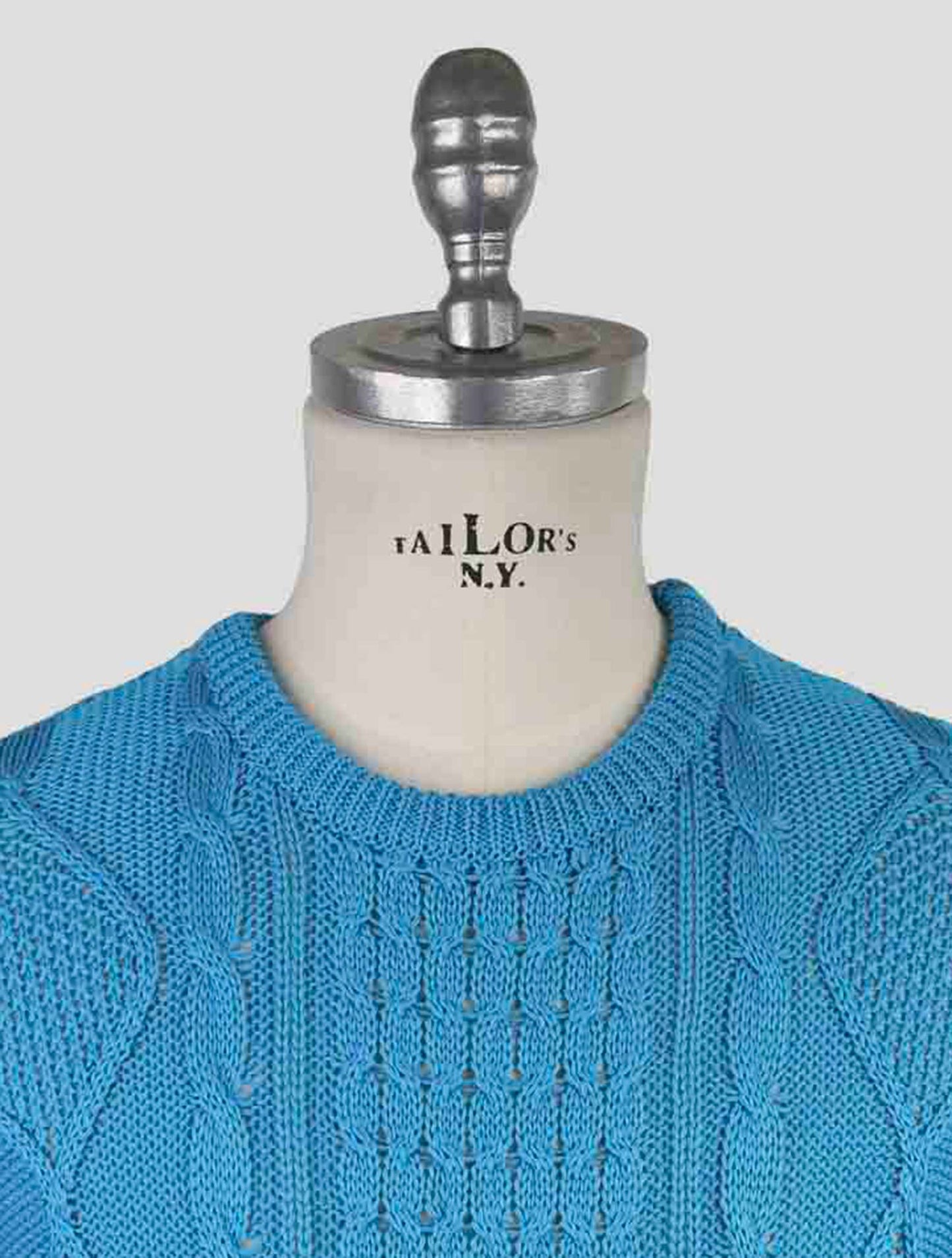Kiton Light Blue Cotton Sweater Crewneck