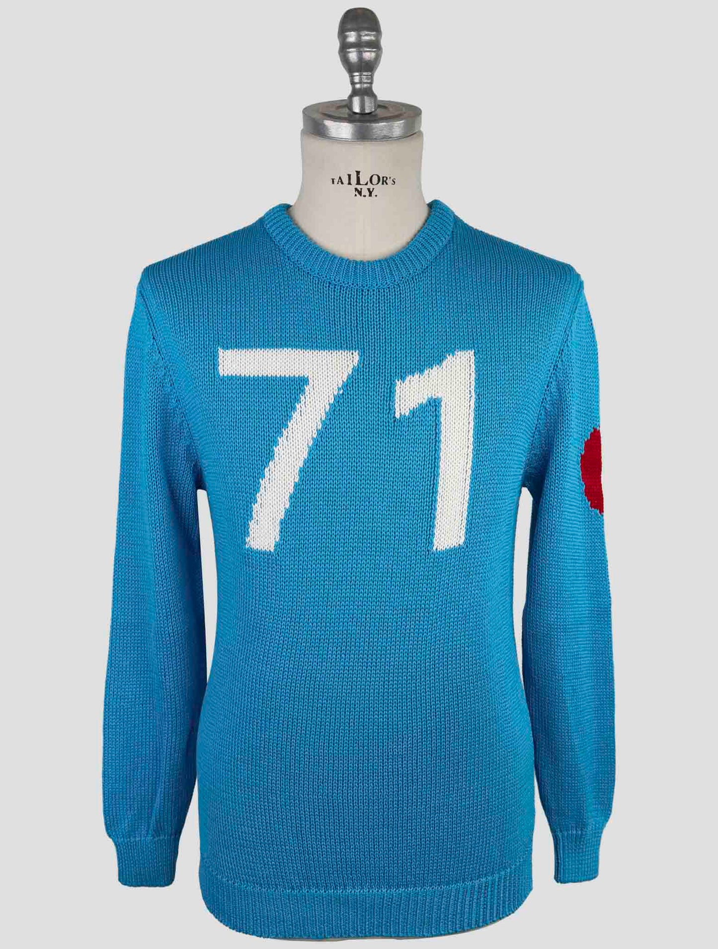 Kiton Light Blue Cotton Sweater Crewneck