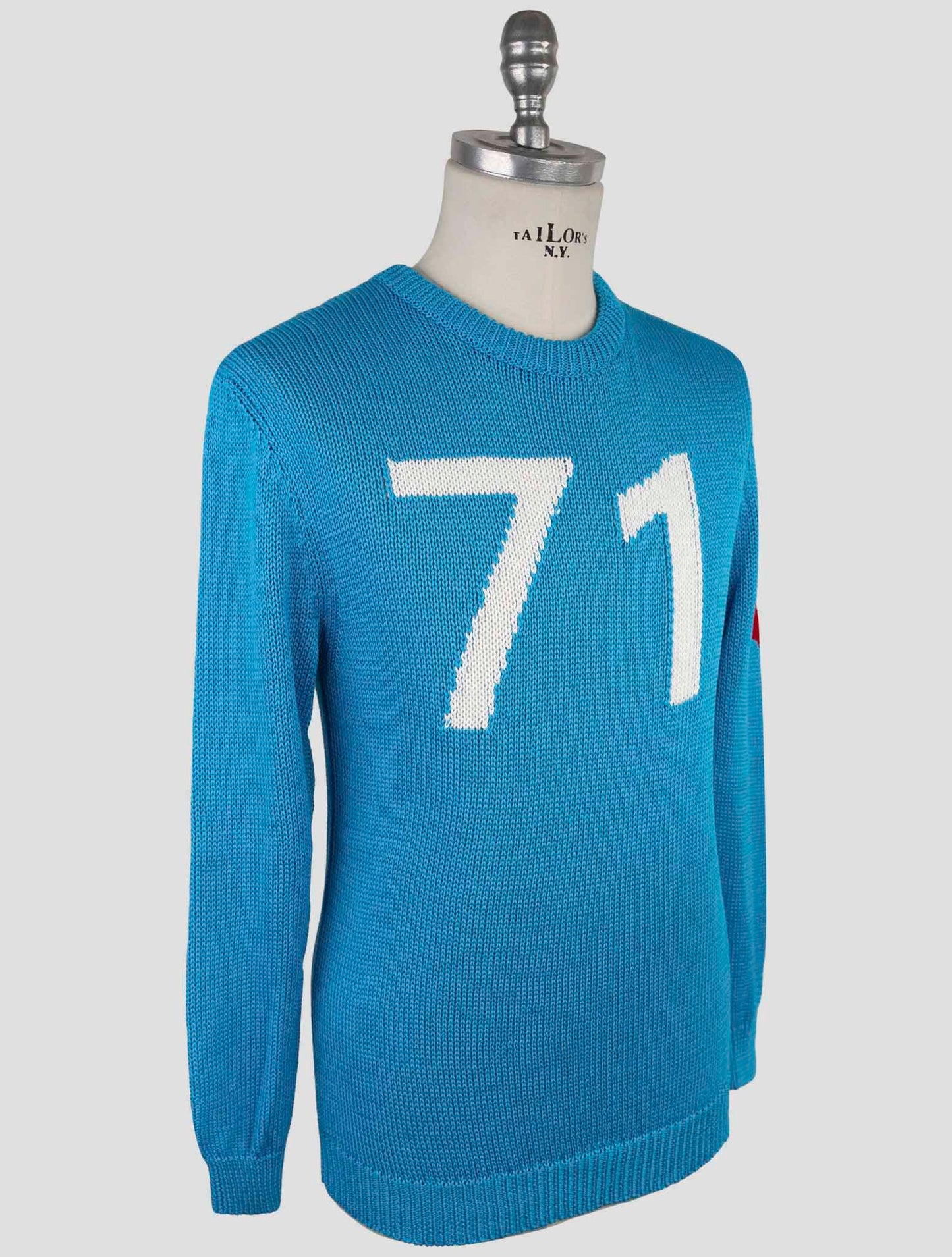 Kiton Light Blue Cotton Sweater Crewneck