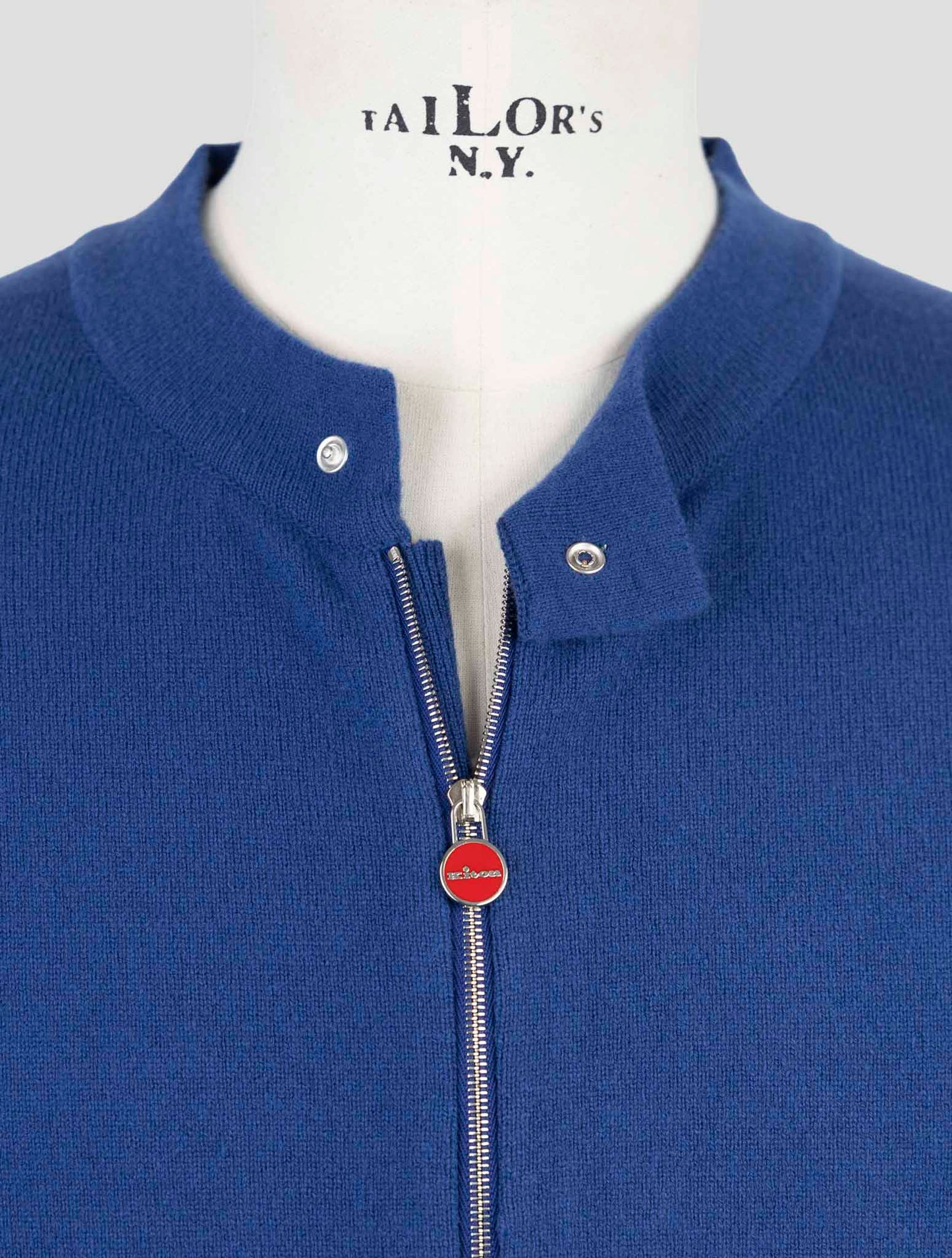 Kiton Blue Wool Sweater Full Zip