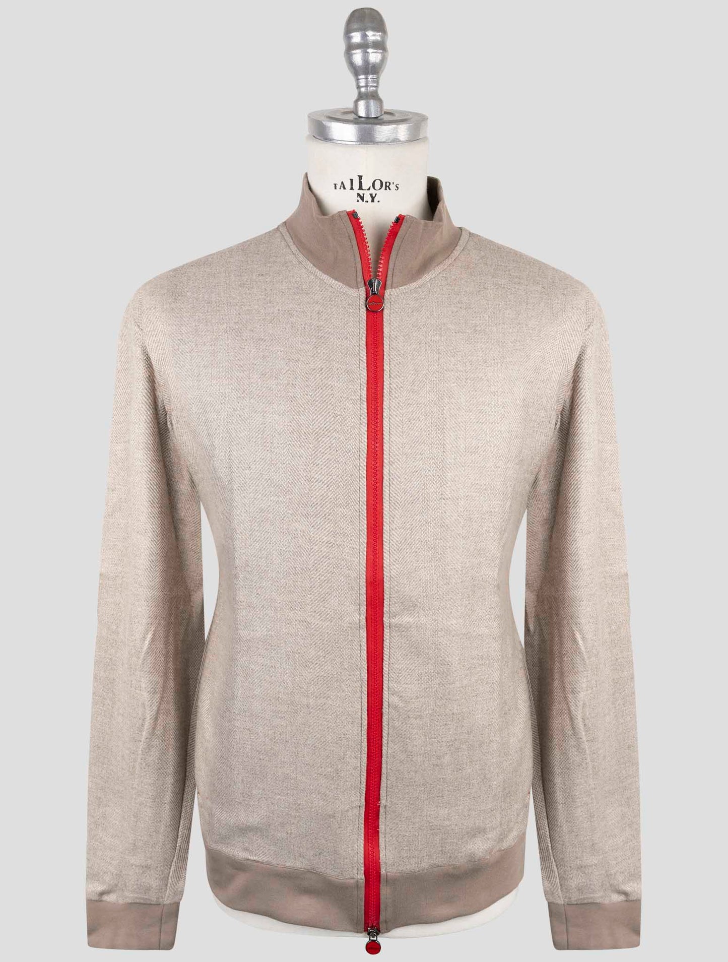Kiton Taupe Cashmere Sweater Full Zip