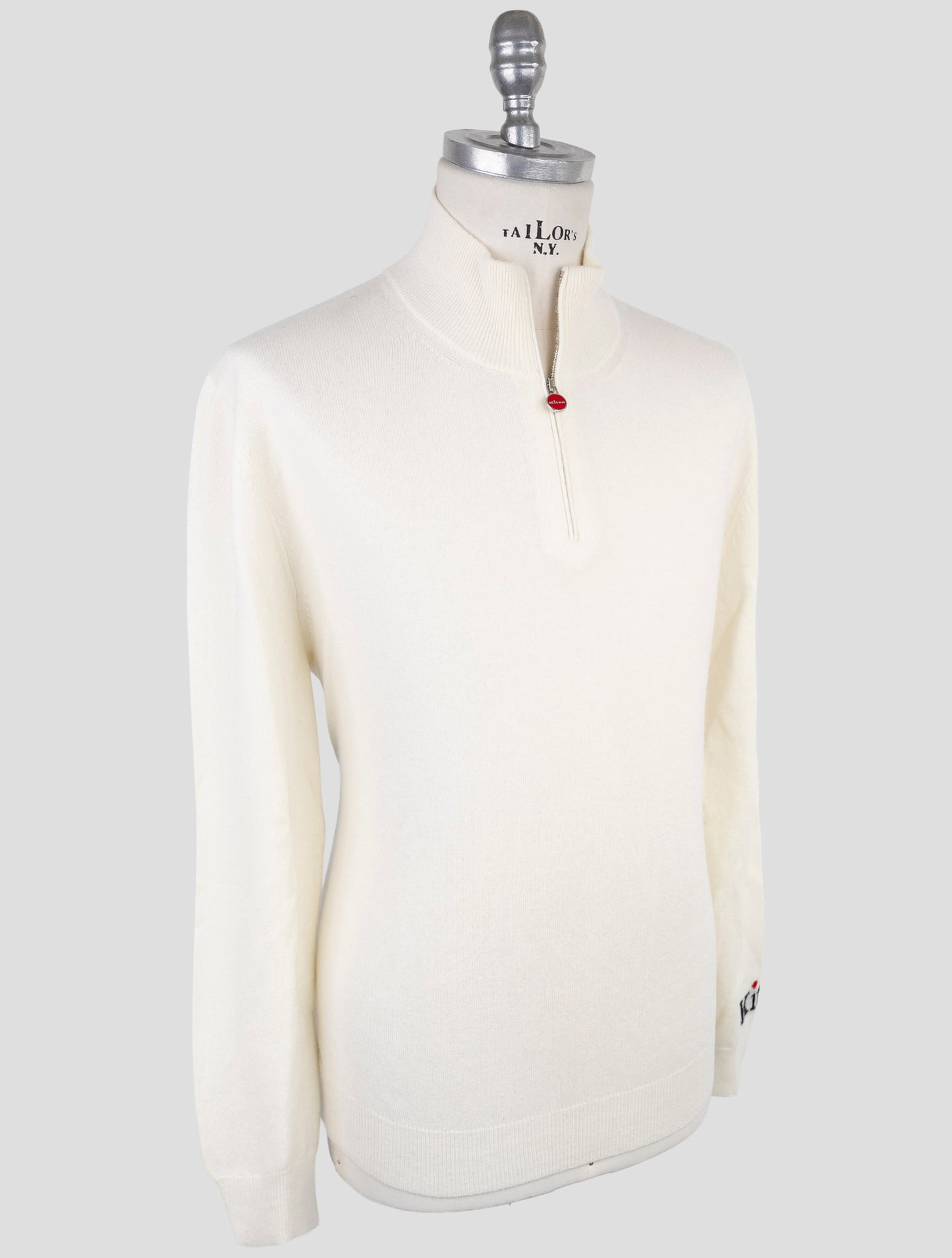 Kiton White Cashmere Sweater Half Zip