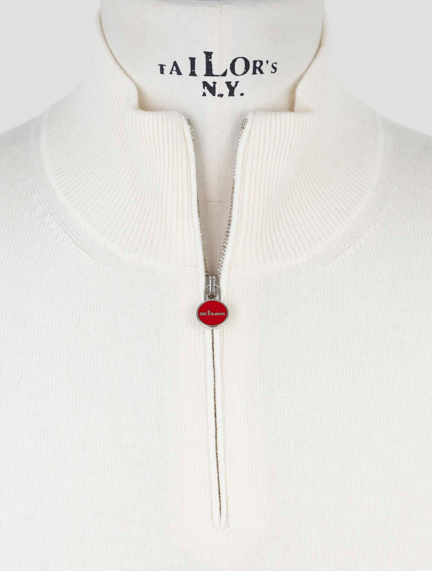 Kiton White Cashmere Sweater Half Zip