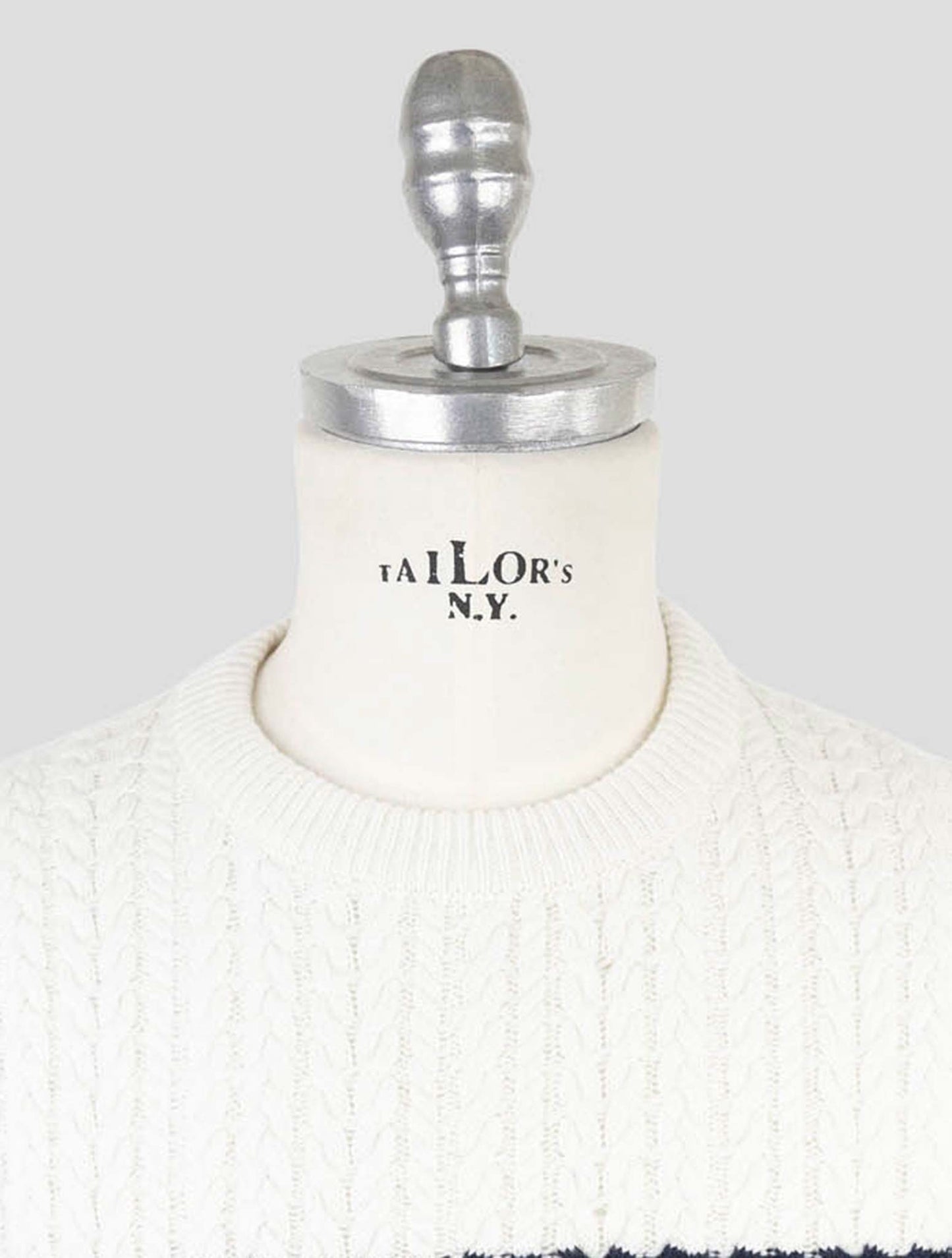 Kiton Blue White Cashmere Sweater Crewneck