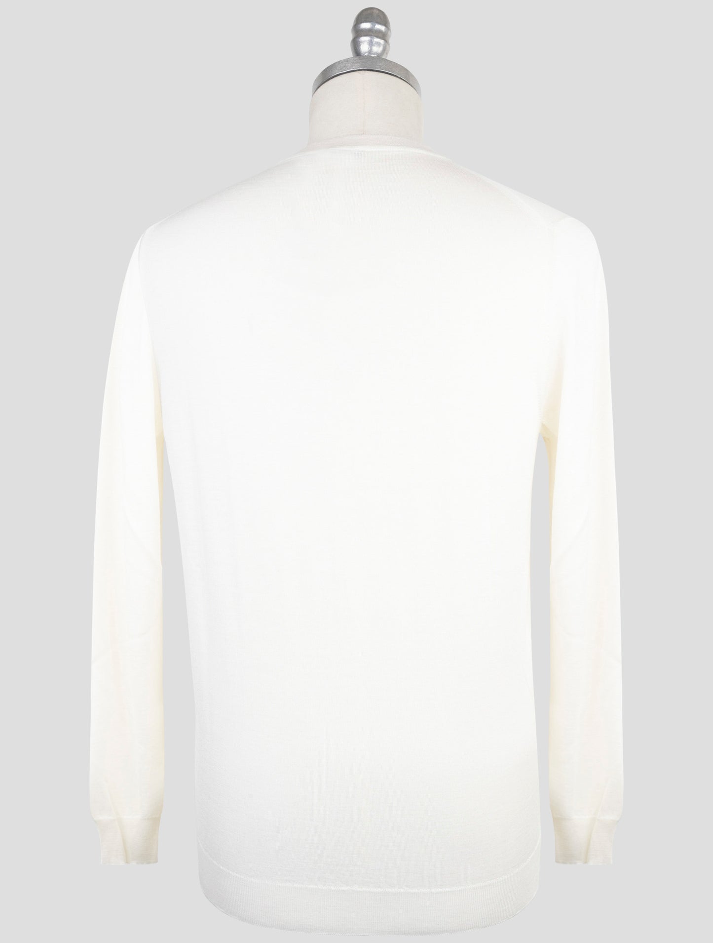 Kiton White Cashmere Silk Sweater V-Neck