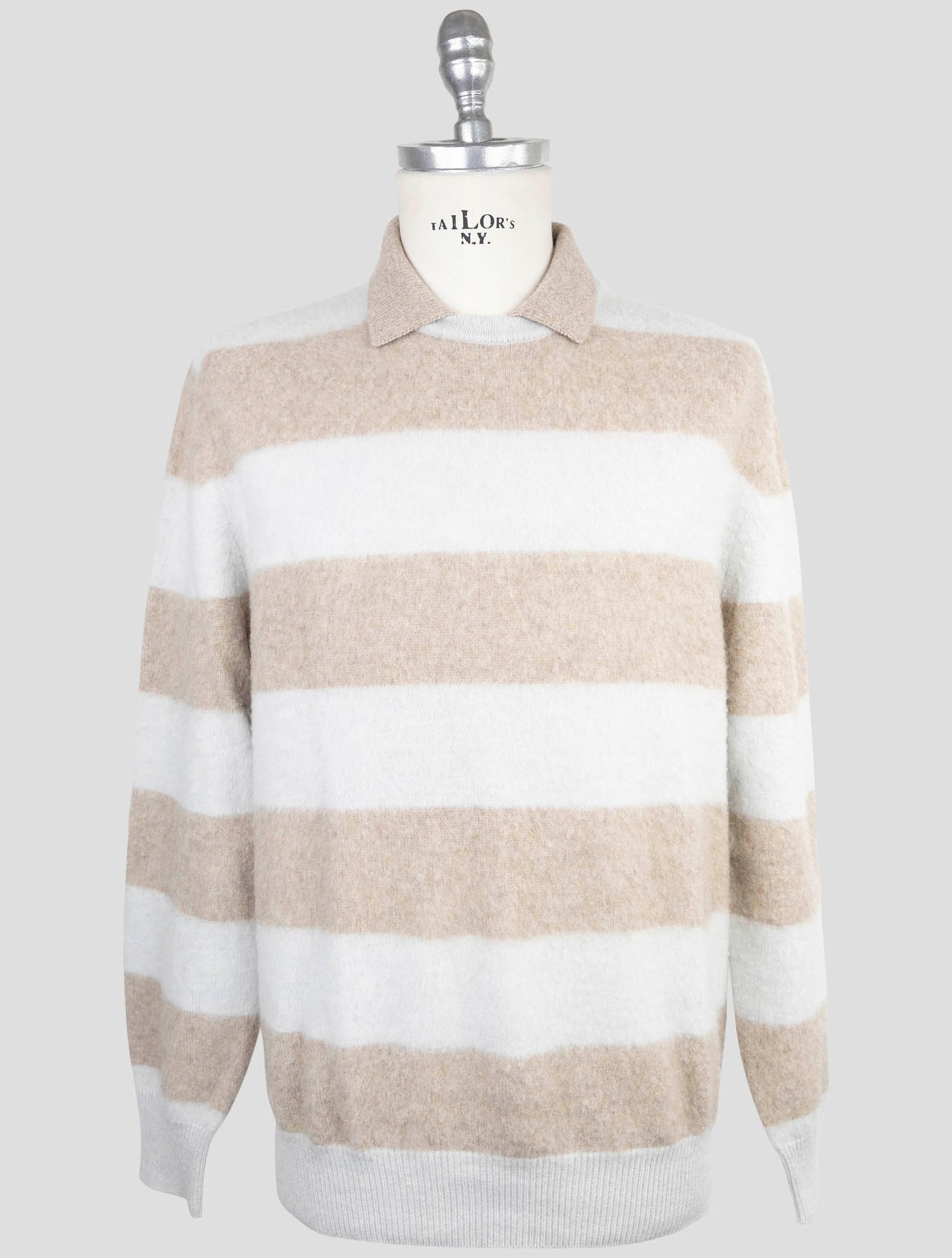 Kiton Gray Brown Cashmere Sweater Polo