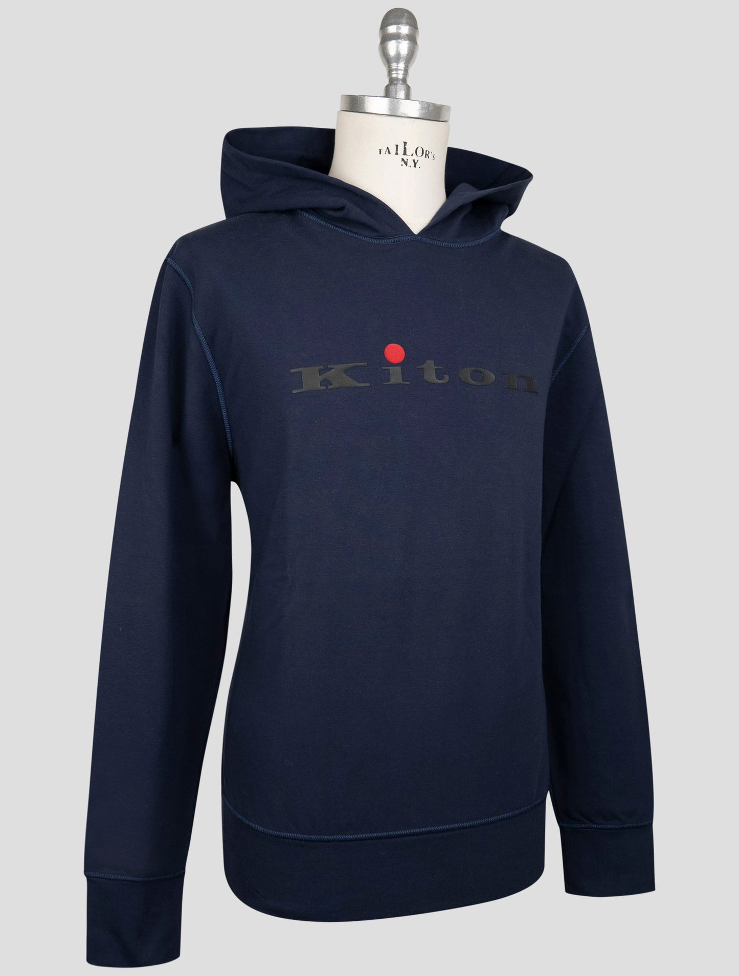 Kiton Blue Cotton Ea Sweater Hoodie