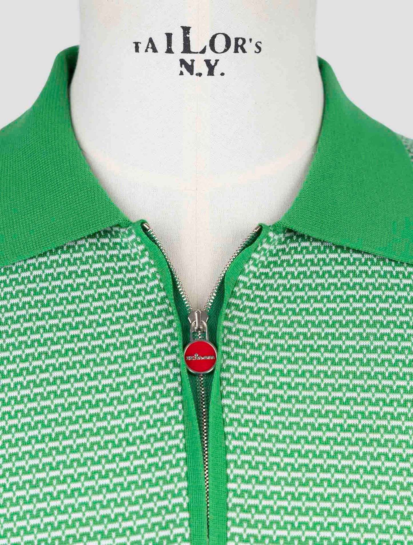 Kiton Green White Cotton Polo