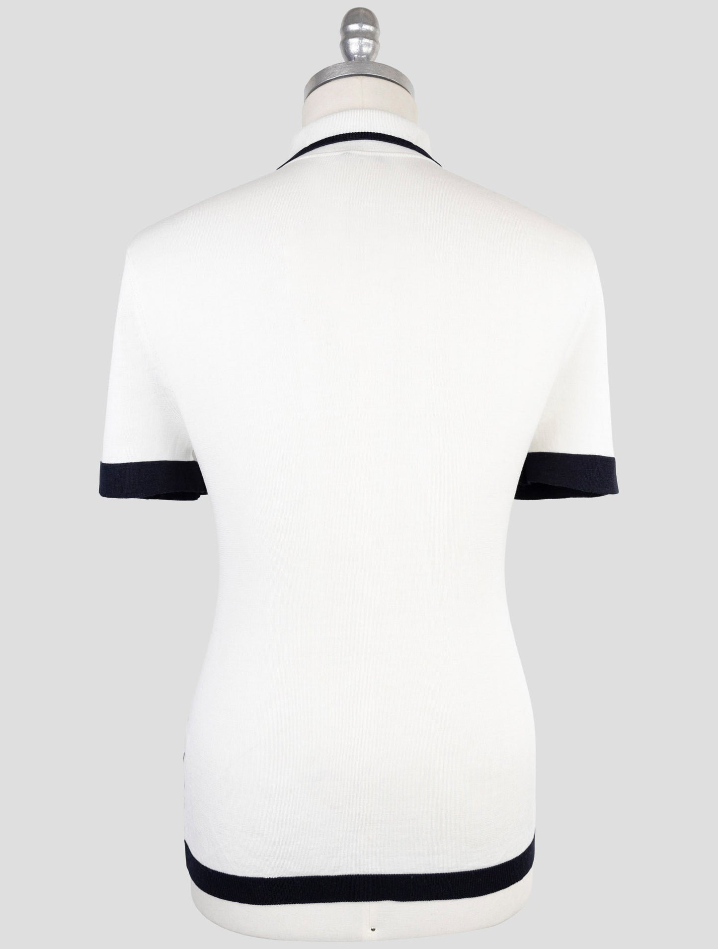 Kiton Blue White Silk Cotton Polo Half Zip