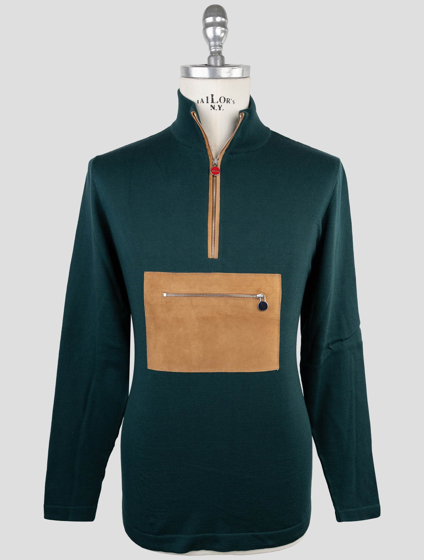 Kiton Green Cotton Sweater Half Zip