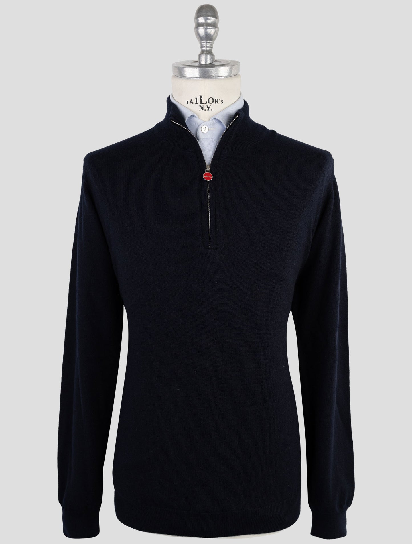 Kiton Blue Cashmere Sweater Half Zip