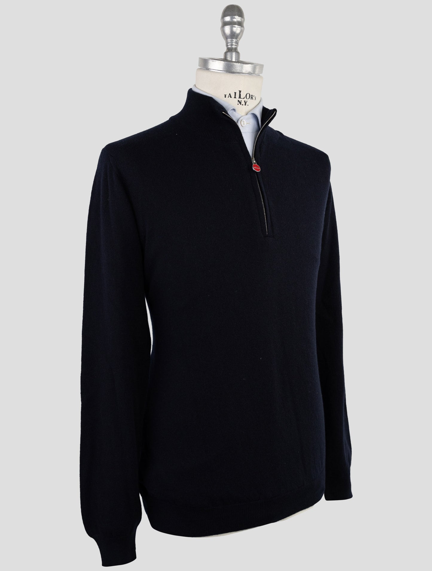 Kiton Blue Cashmere Sweater Half Zip