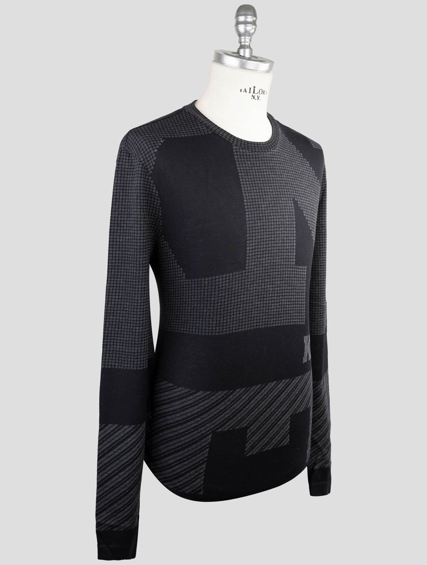 Kiton Knt Black Cotton Sweater Crewneck
