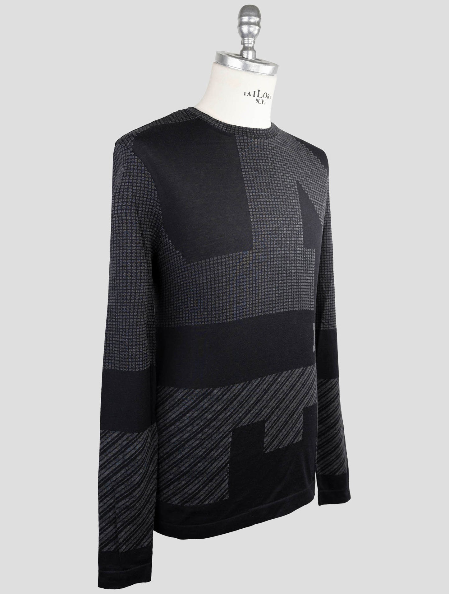 Kiton Knt Black Cotton Sweater Crewneck