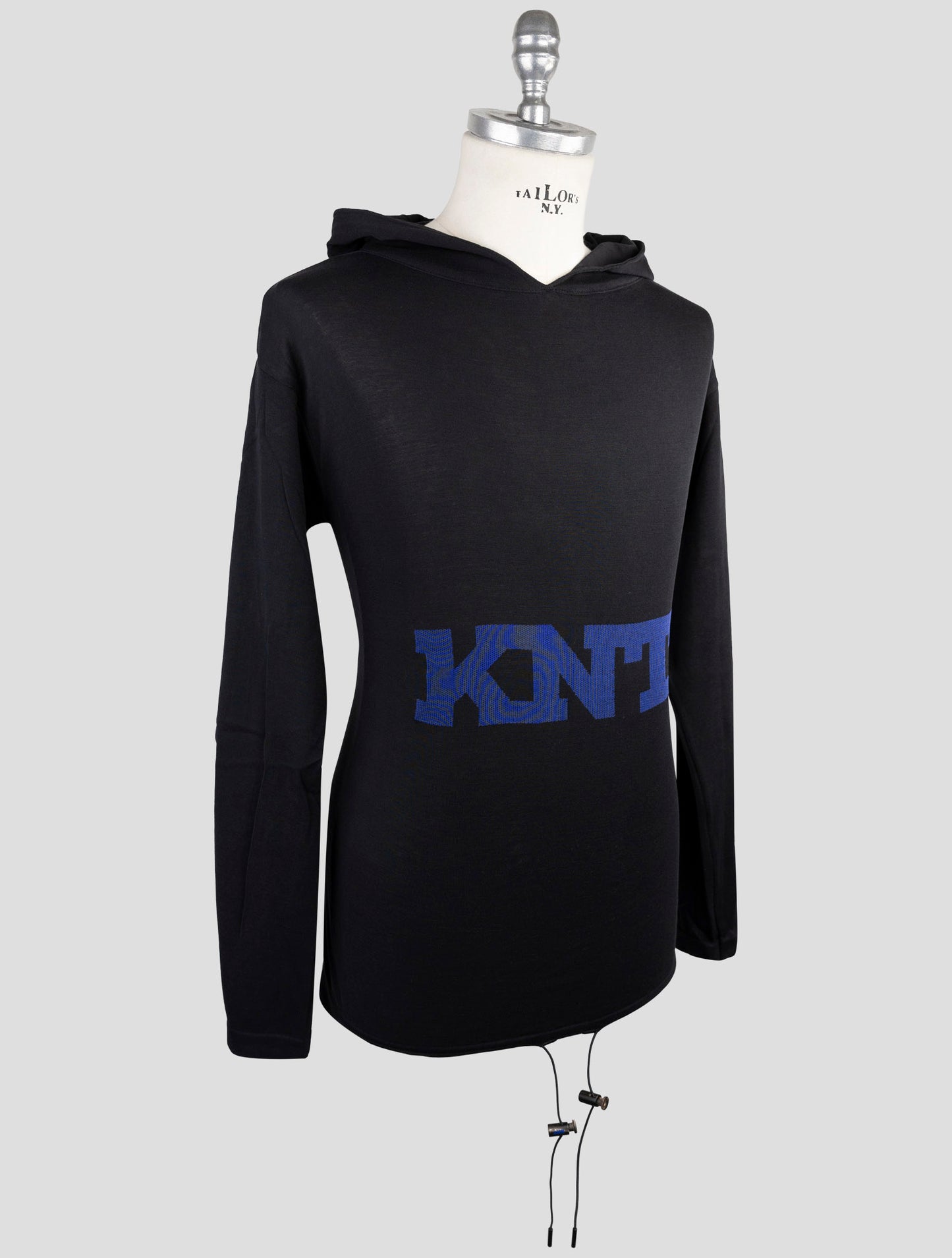Kiton Knt Black Cotton Sweater Hoodie