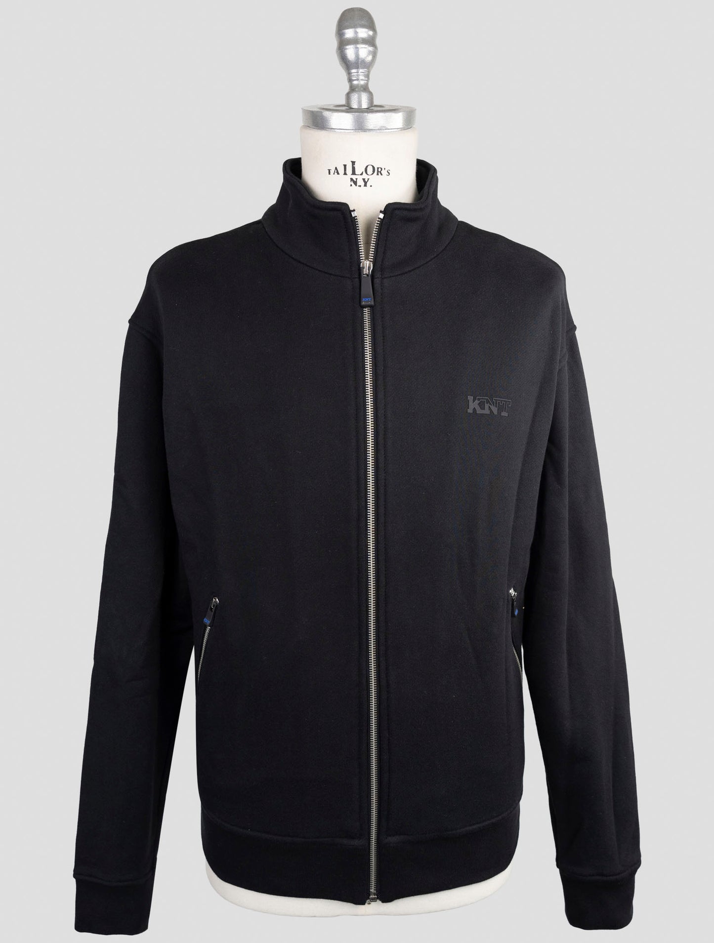 Kiton Knt Blue Cotton Sweater Full Zip