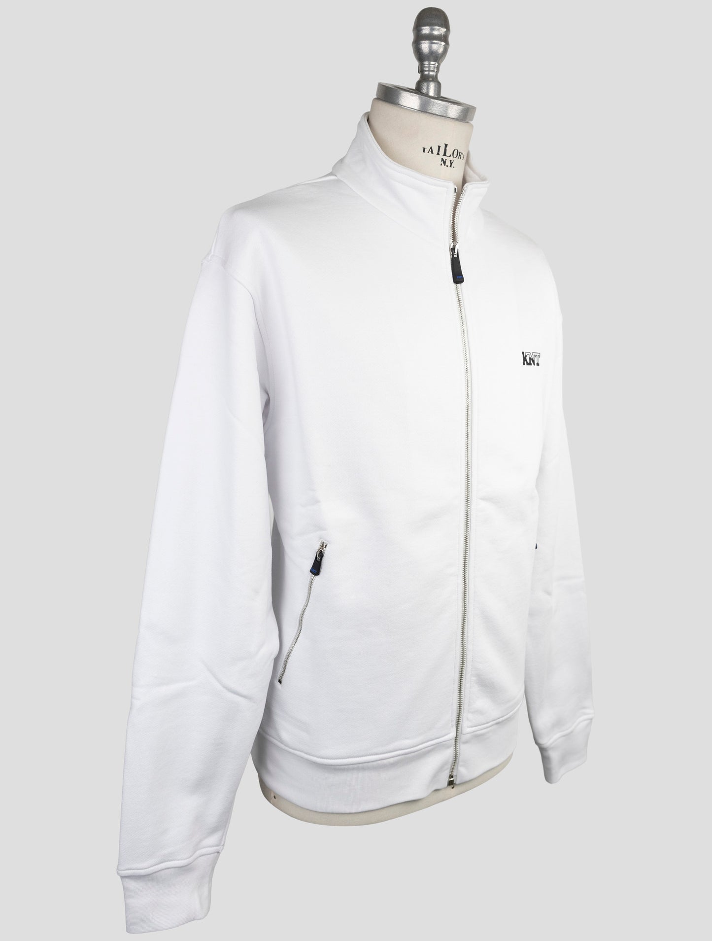Kiton Knt White Cotton Sweater Full Zip