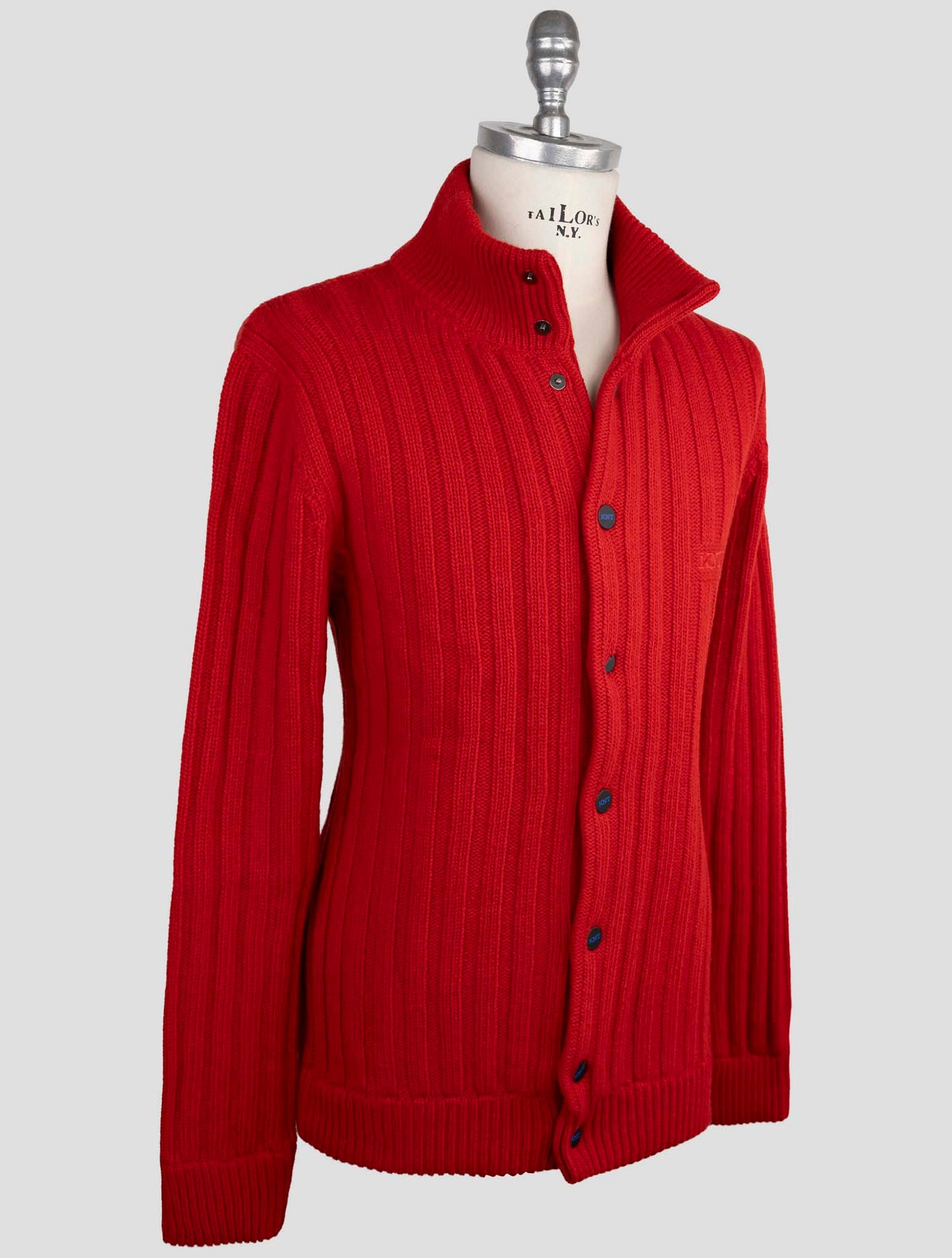 Kiton Knt Red Virgin Wool Sweater Cardigan