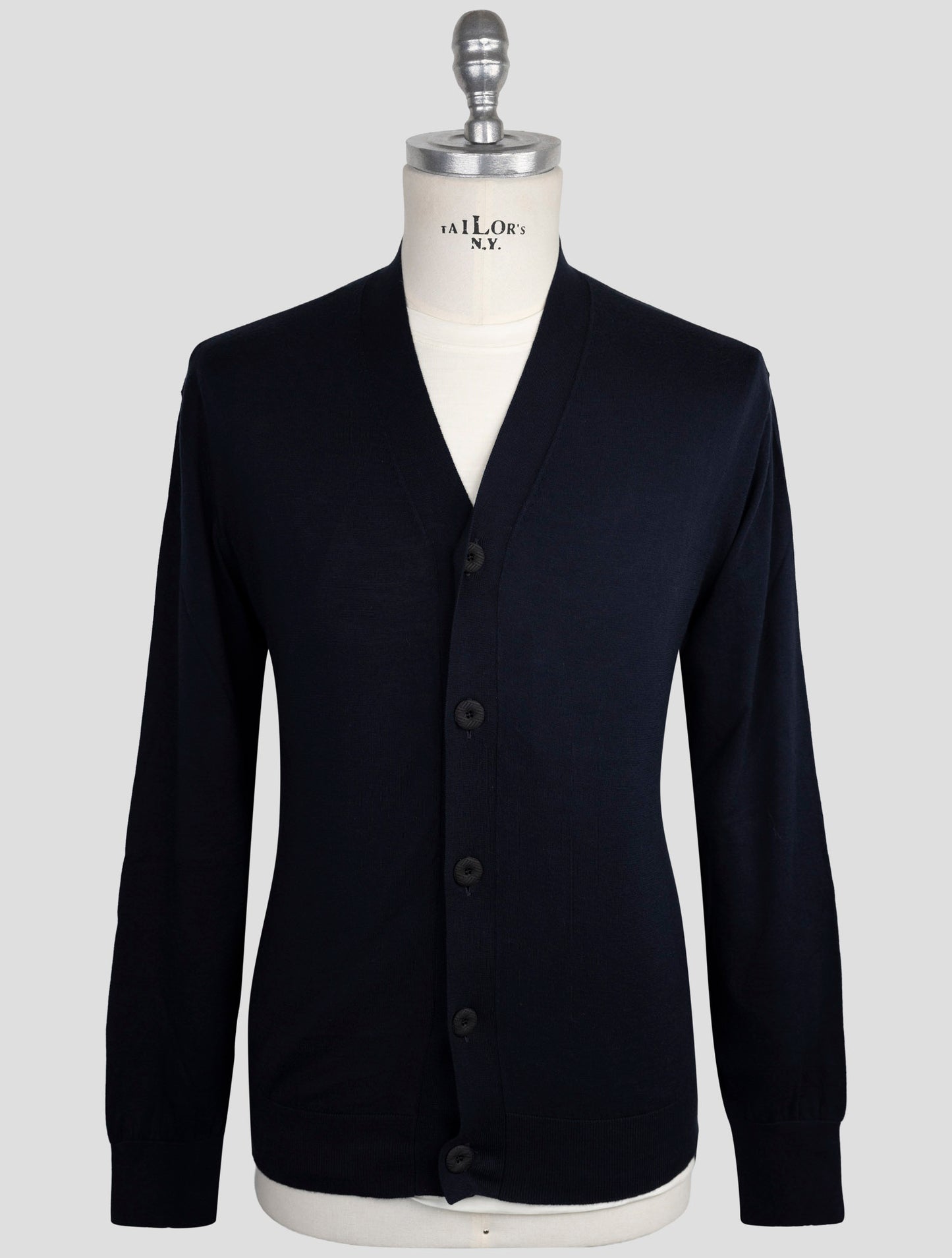 Kiton Knt Blue Cotton Sweater Cardigan