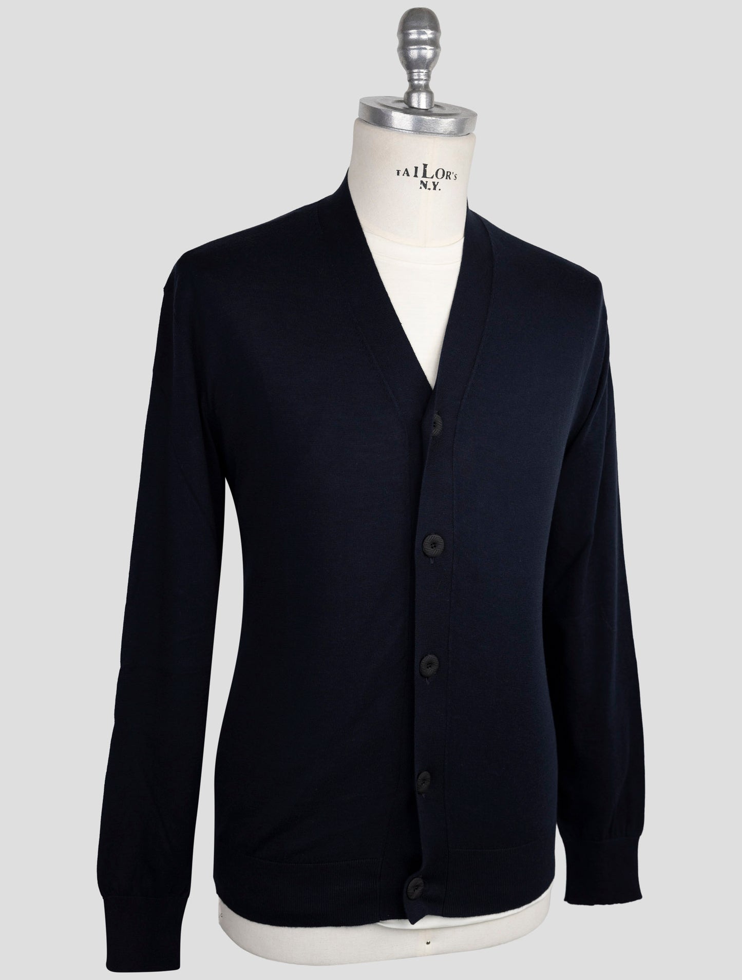 Kiton Knt Blue Cotton Sweater Cardigan