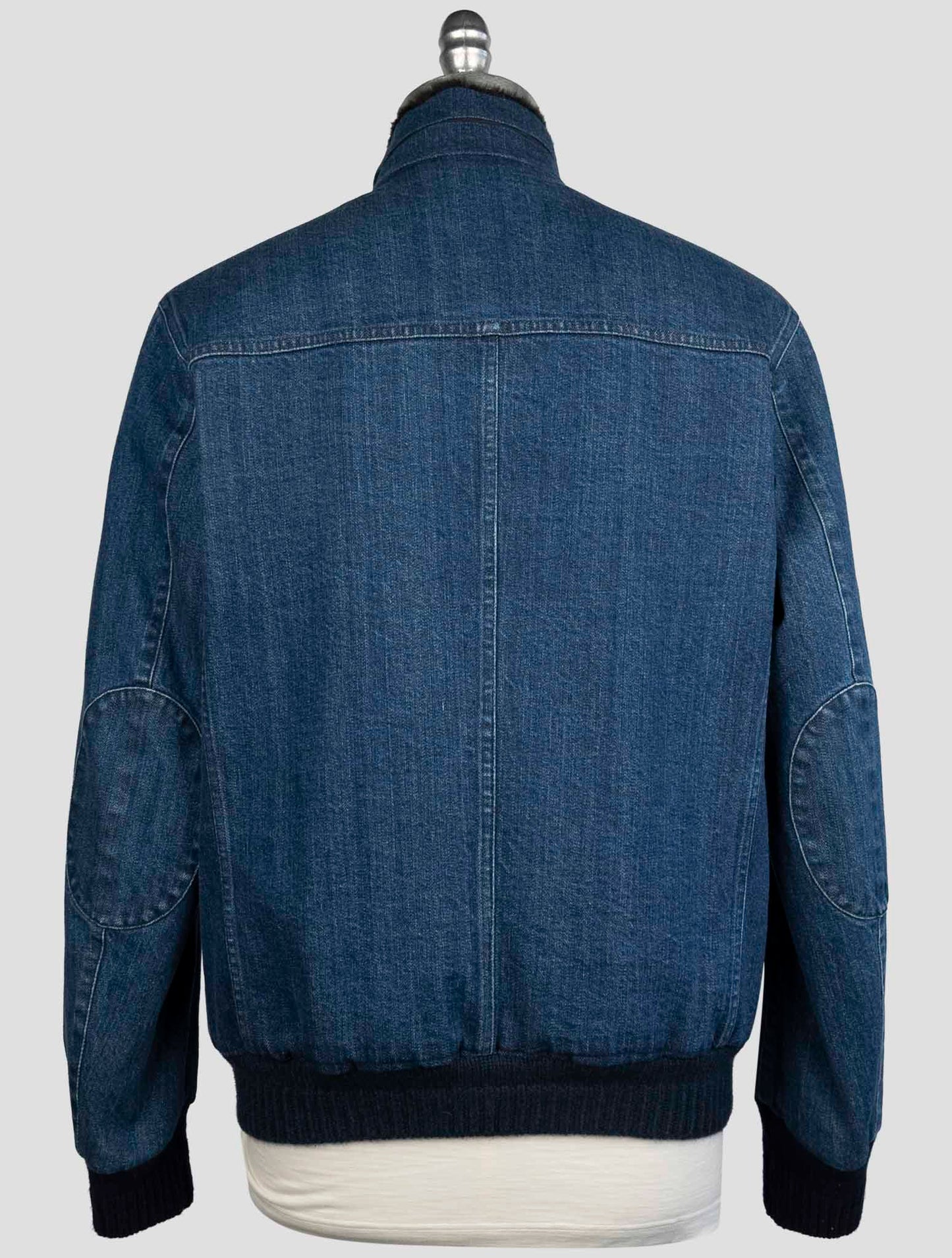 Kiton Blue Cotton Ea Weasel Fur Coat