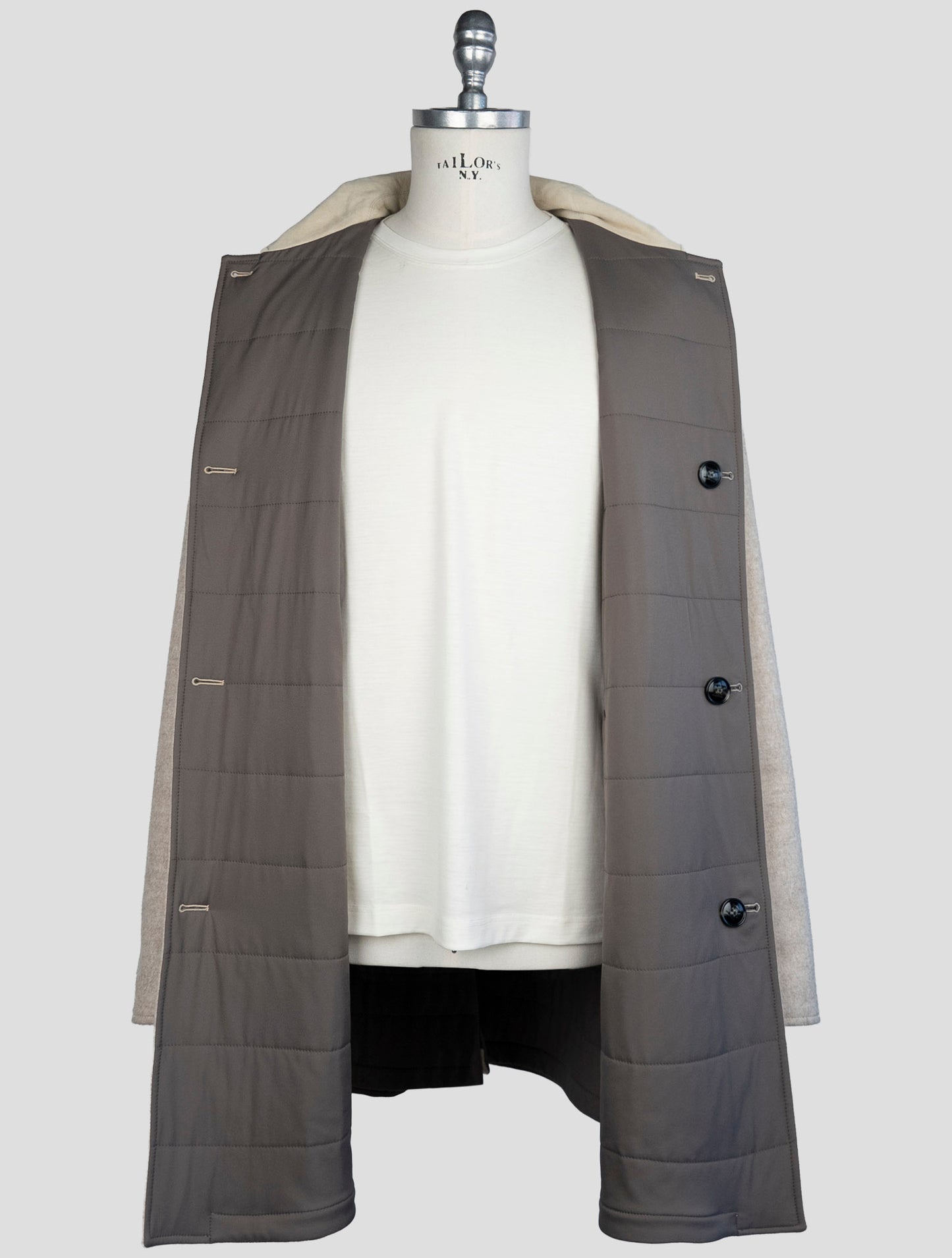 Kiton Brown Taupe Cashmere Pl Reverse Overcoat
