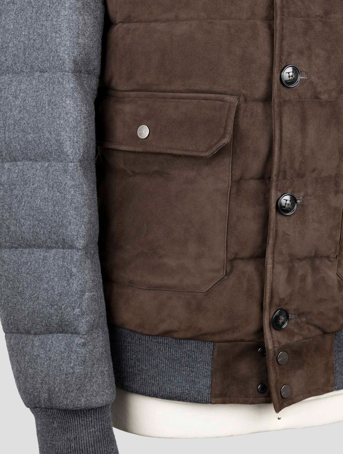 Kiton Brown Wool Leather Suede Coat