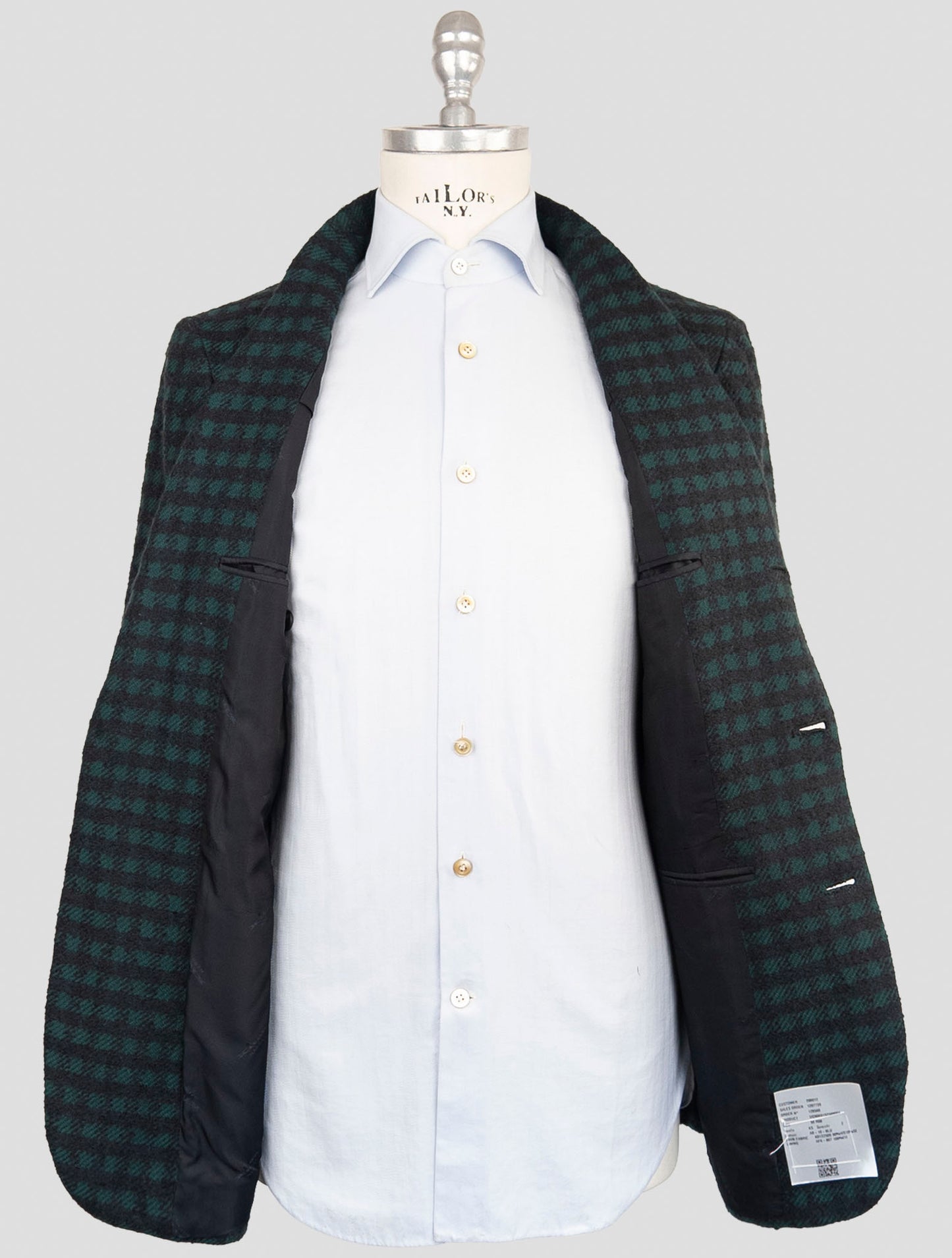 Kiton Green Blue Cashmere Silk Blazer