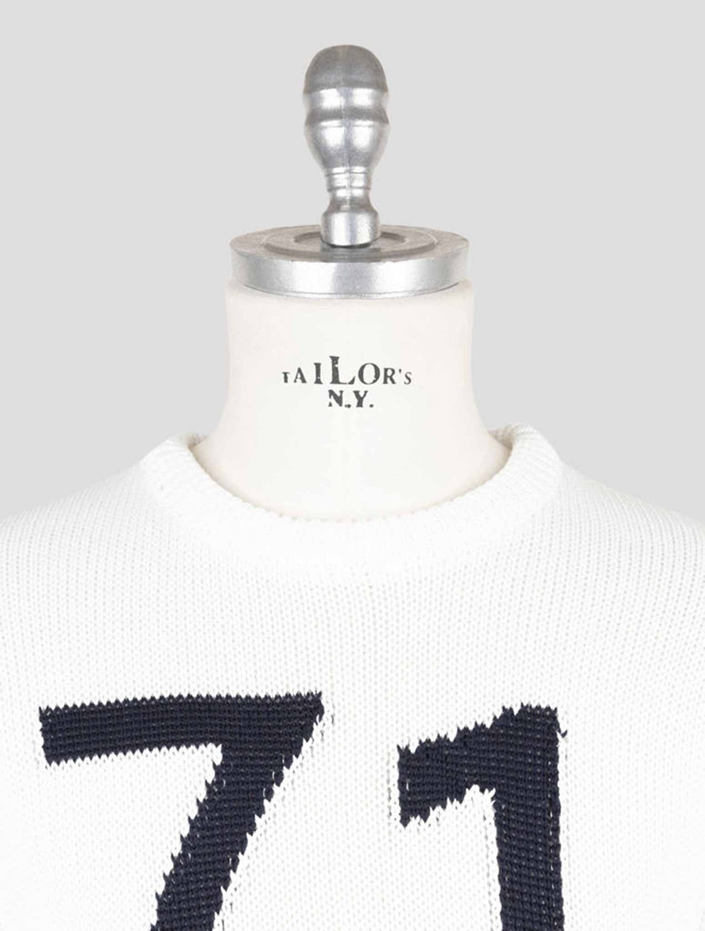 Kiton White Cotton Sweater Crewneck