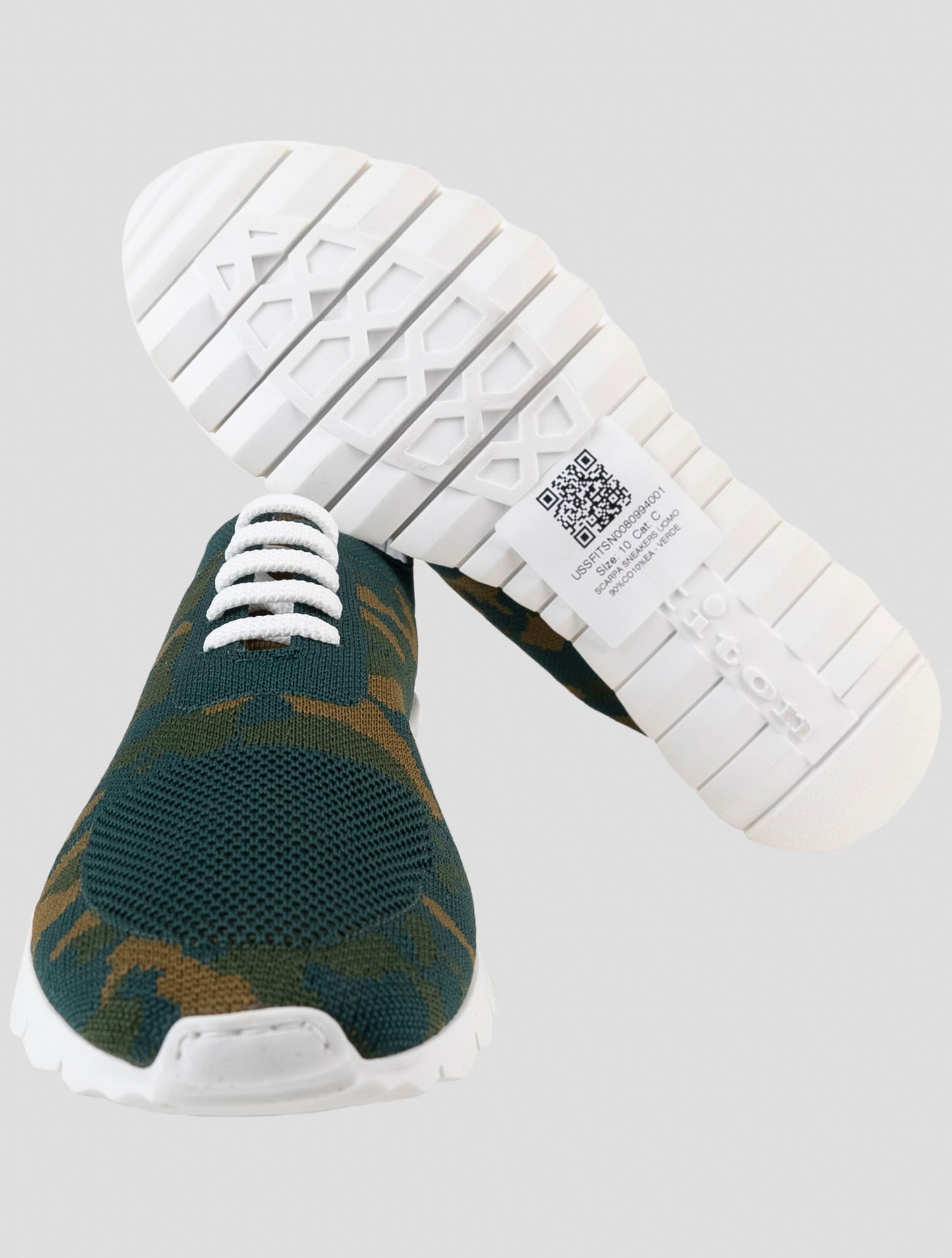 Kiton Green Cotton Ea Sneakers