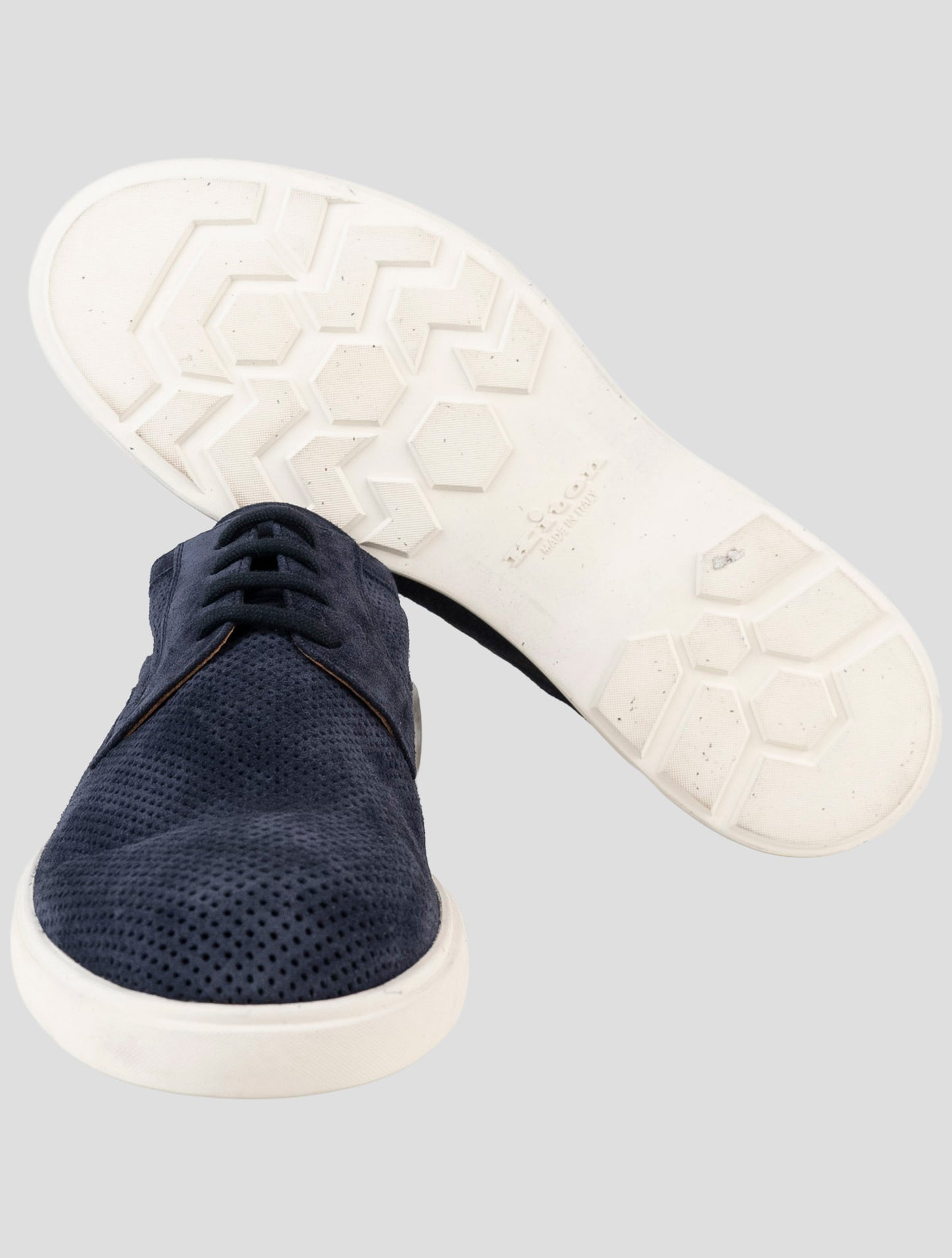 Kiton Blue Leather Suede Sneakers