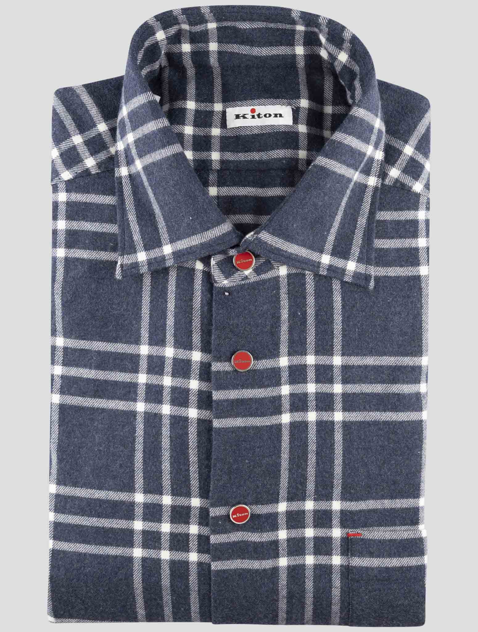 Kiton Blue Cotton Shirt