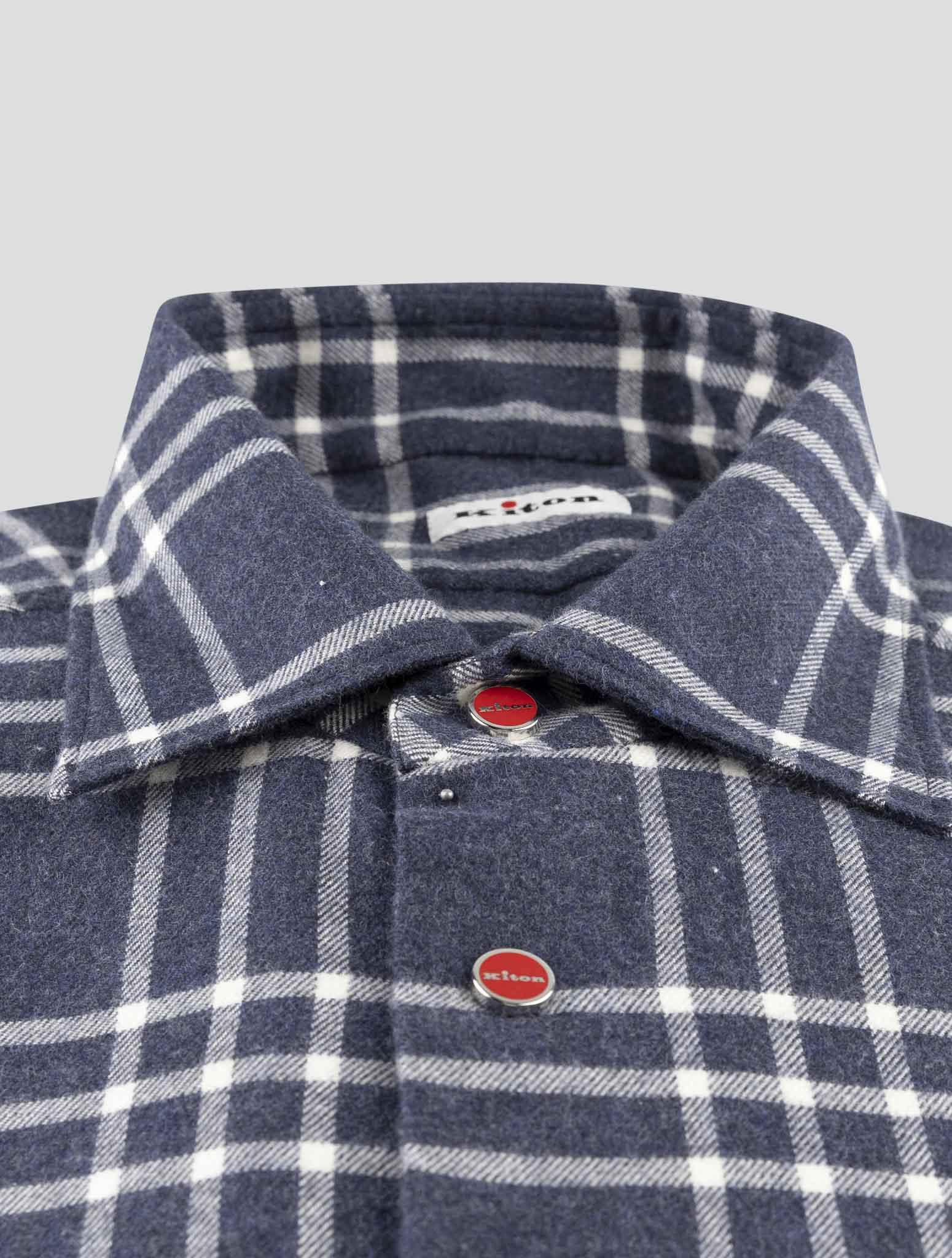 Kiton Blue Cotton Shirt